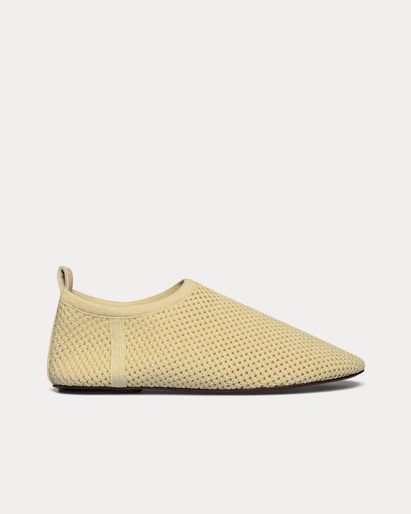 Nanushka Maris Mesh-Knit Round-Toe Sand Slip Ons - 1