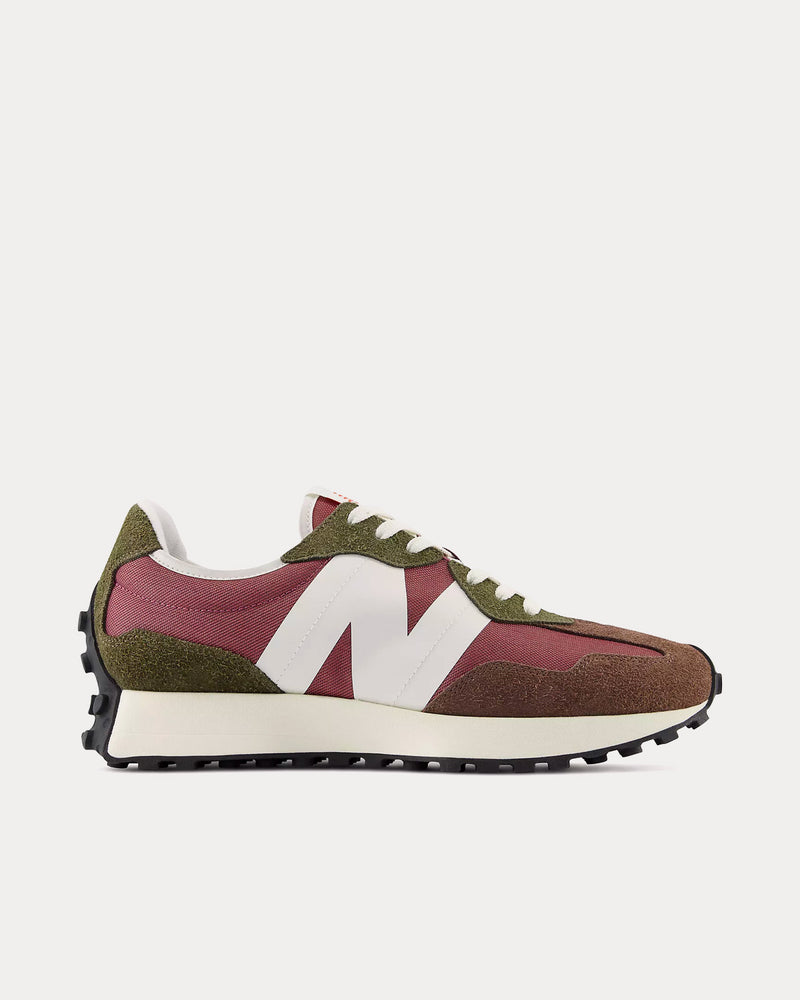 New Balance 327 Dark Mushroom / Washed Burgundy Low Top Sneakers - 1