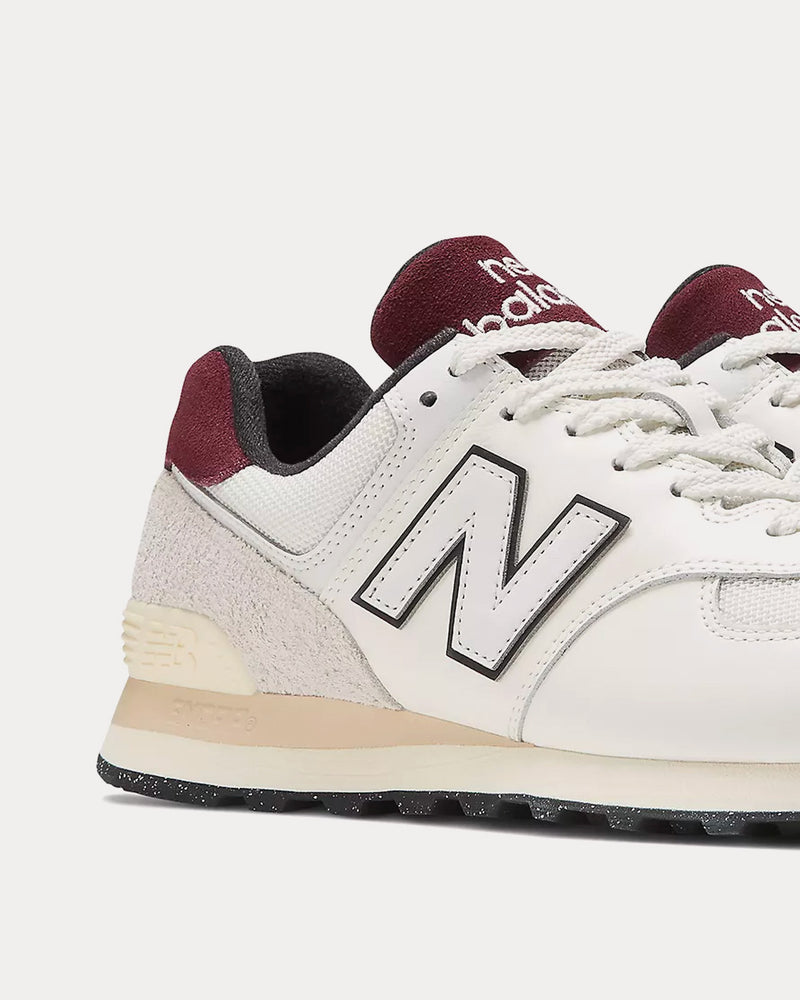 New Balance 574 White / Burgundy Low Top Sneakers - 3