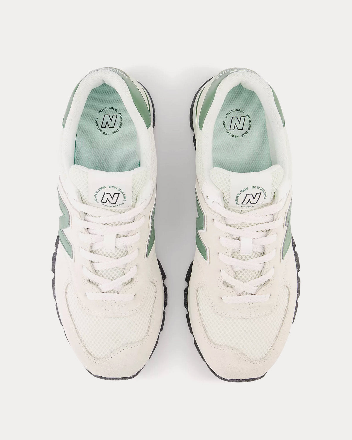 New Balance 574 White / Green Low Top Sneakers - 2