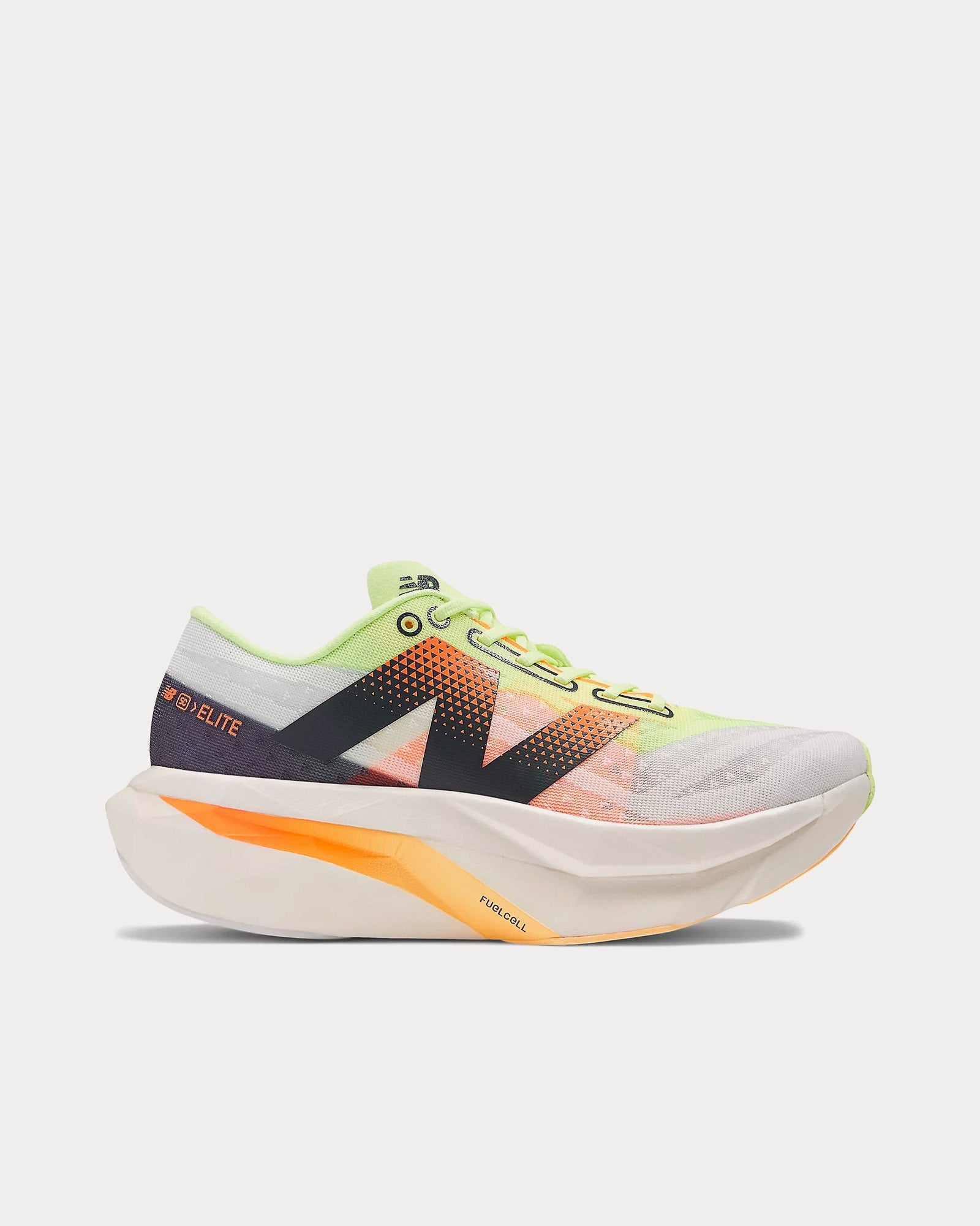 New Balance FuelCell SuperComp Elite v4 White / Bleached Lime Glo / Hot Mango Running Shoes - 1