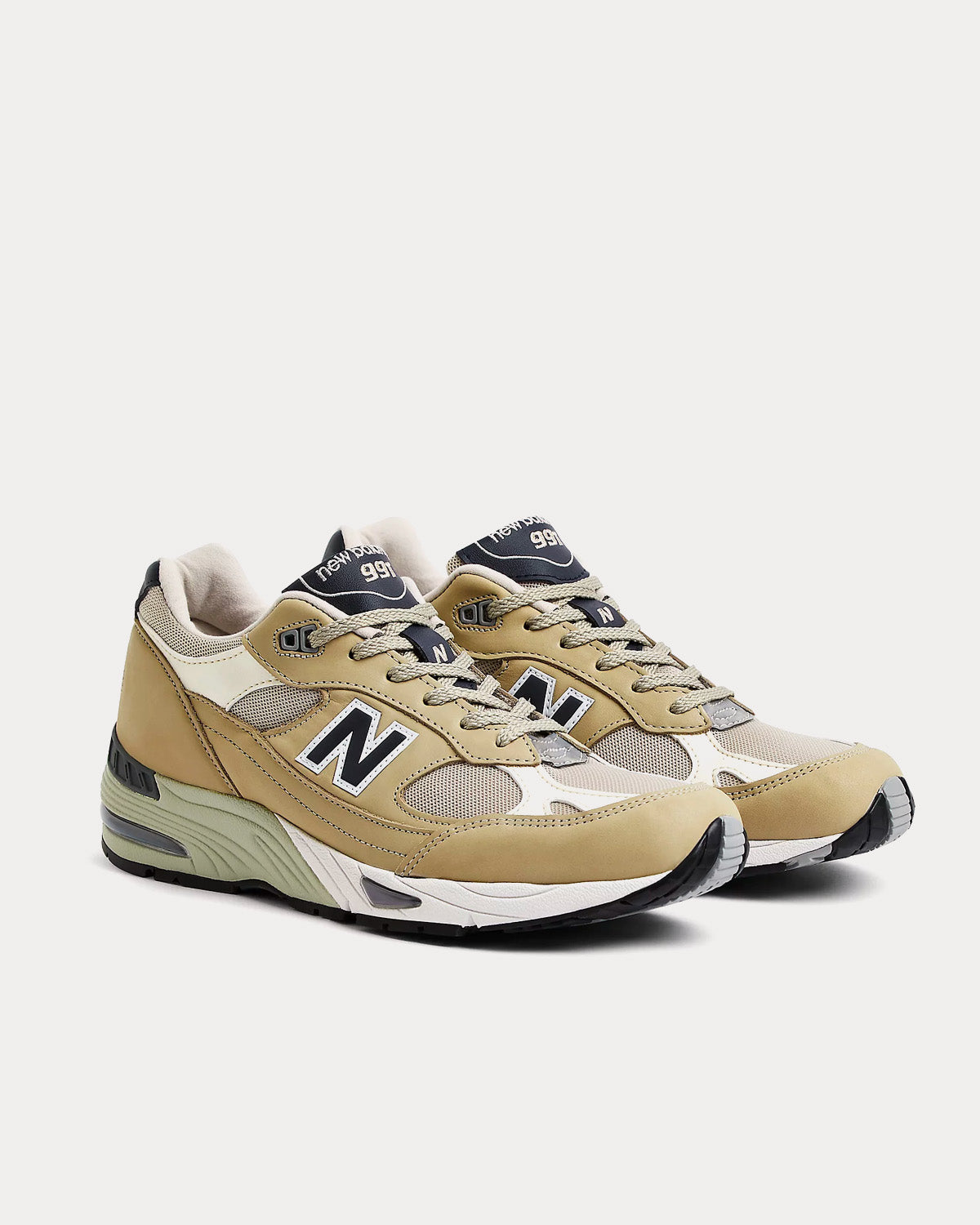 New Balance Made in UK 991v1 Elm / Brown Rice / Coconut Milk Low Top Sneakers - 3