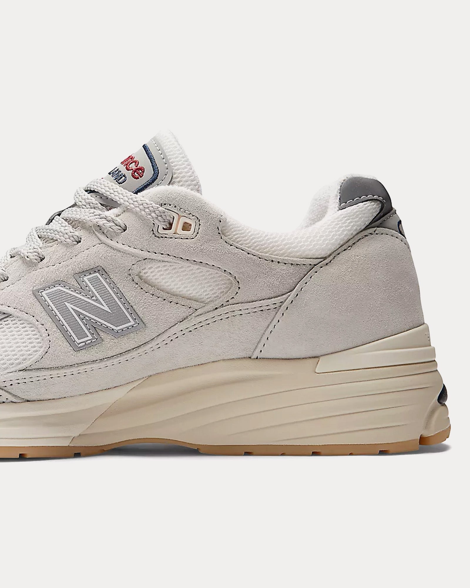 New Balance MADE in UK 991v2 'Vintage Sport' Off White / Blanc de Blanc/ Savvy Red Low Top Sneakers - 4