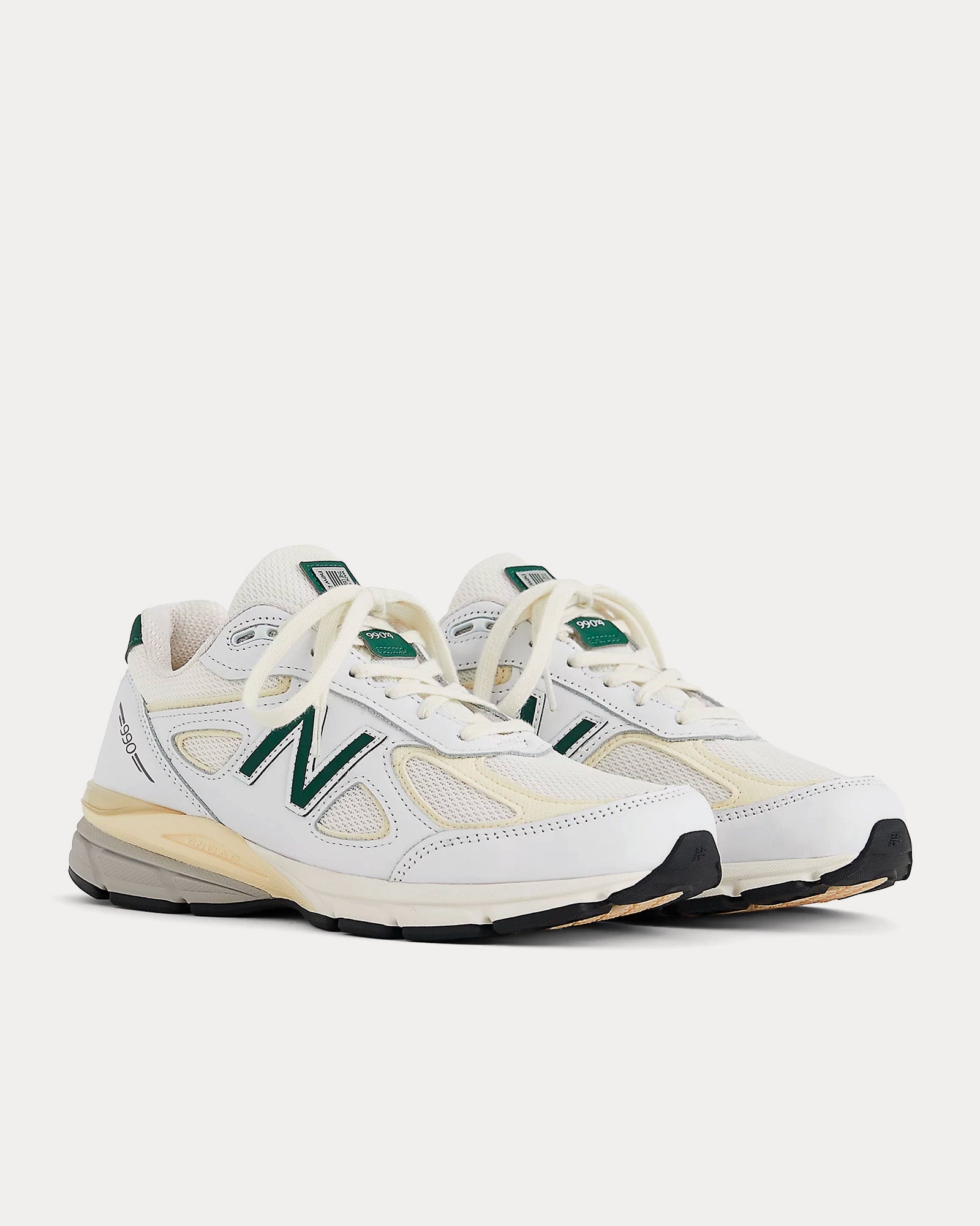 New Balance 990v4 Calcium / Forest Green Low Top Sneakers - 3