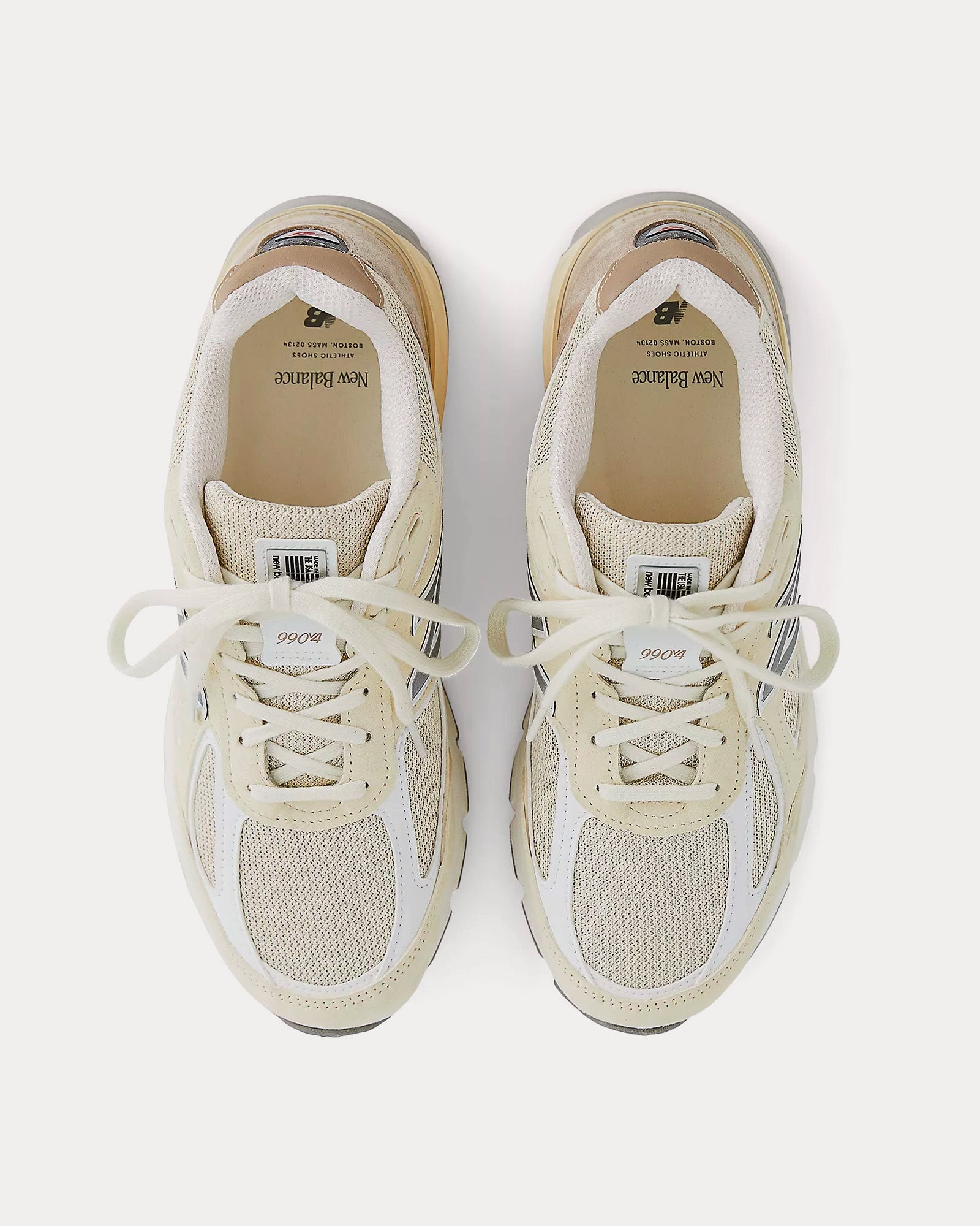 New Balance 990v4 Limestone / White Low Top Sneakers - 2