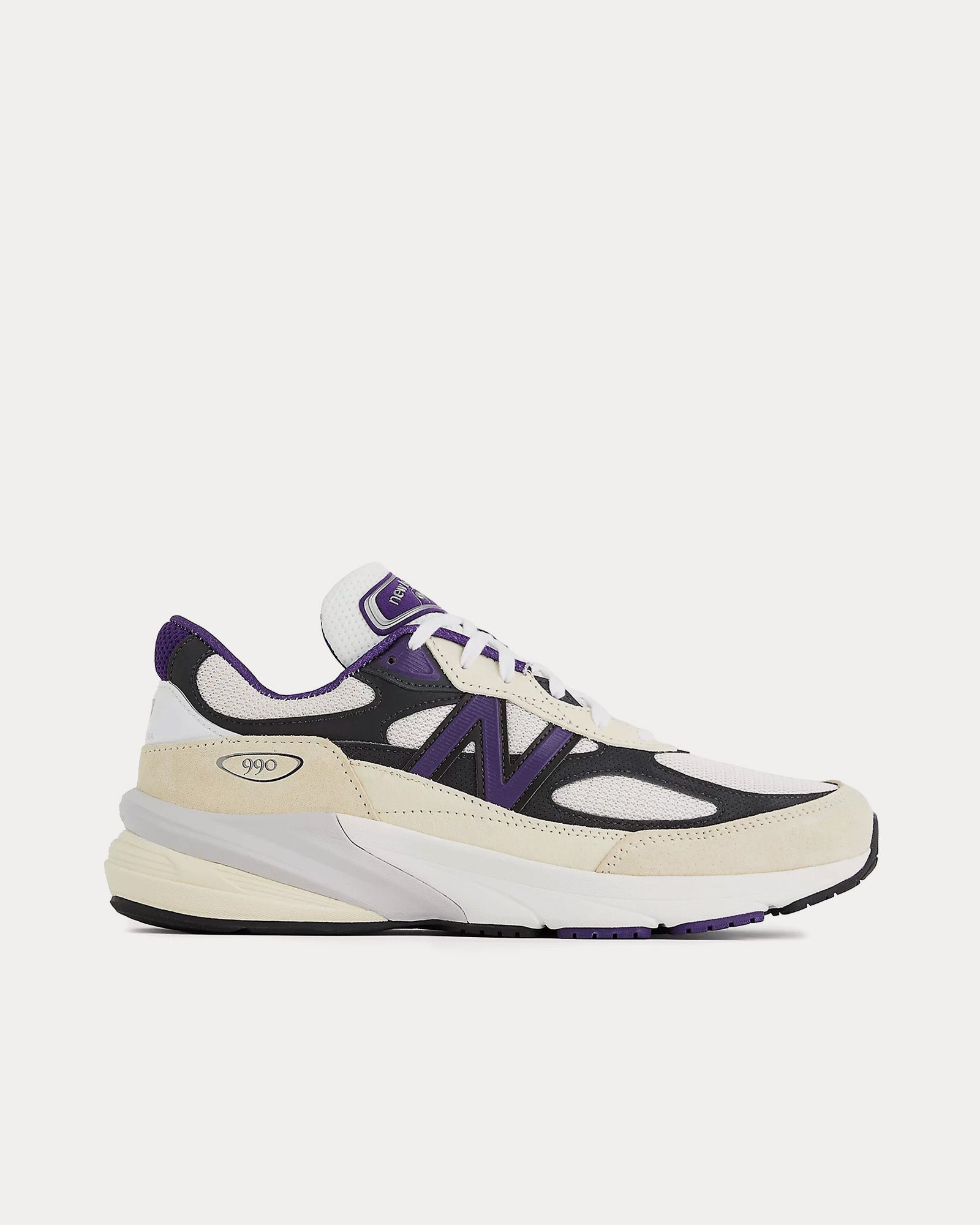 New Balance Made in USA 990v6 White / Black Plum / Phantom Low Top Sneakers - 1