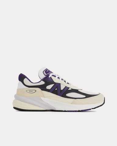 New Balance Made in USA 990v6 White / Black Plum / Phantom Low Top Sneakers