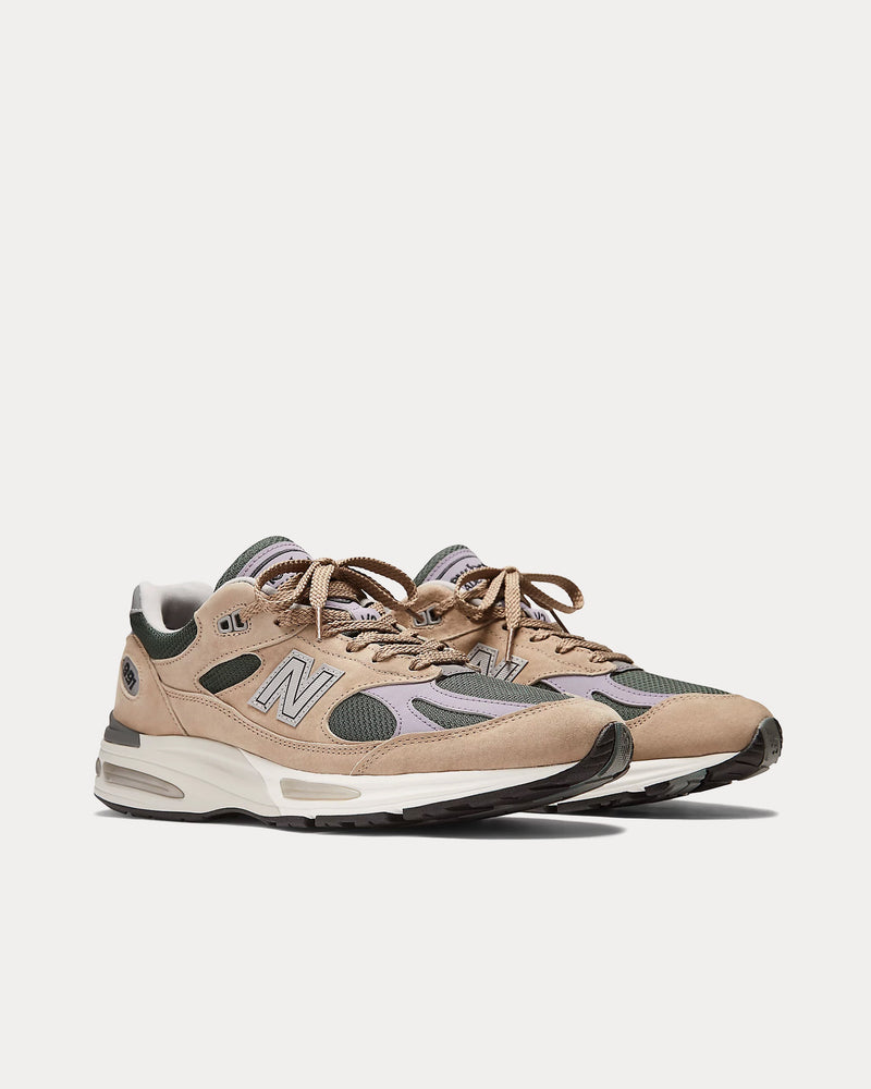 New Balance MADE in UK 991v2 Cement / Douglas Fir / Lavender Gray Low Top Sneakers - 3
