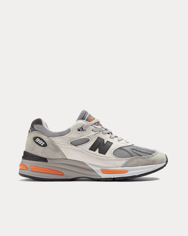 New Balance MADE in UK 991v2 'Winter Flare' Pelican / Abbey Stone / Persimmon Orange Low Top Sneakers