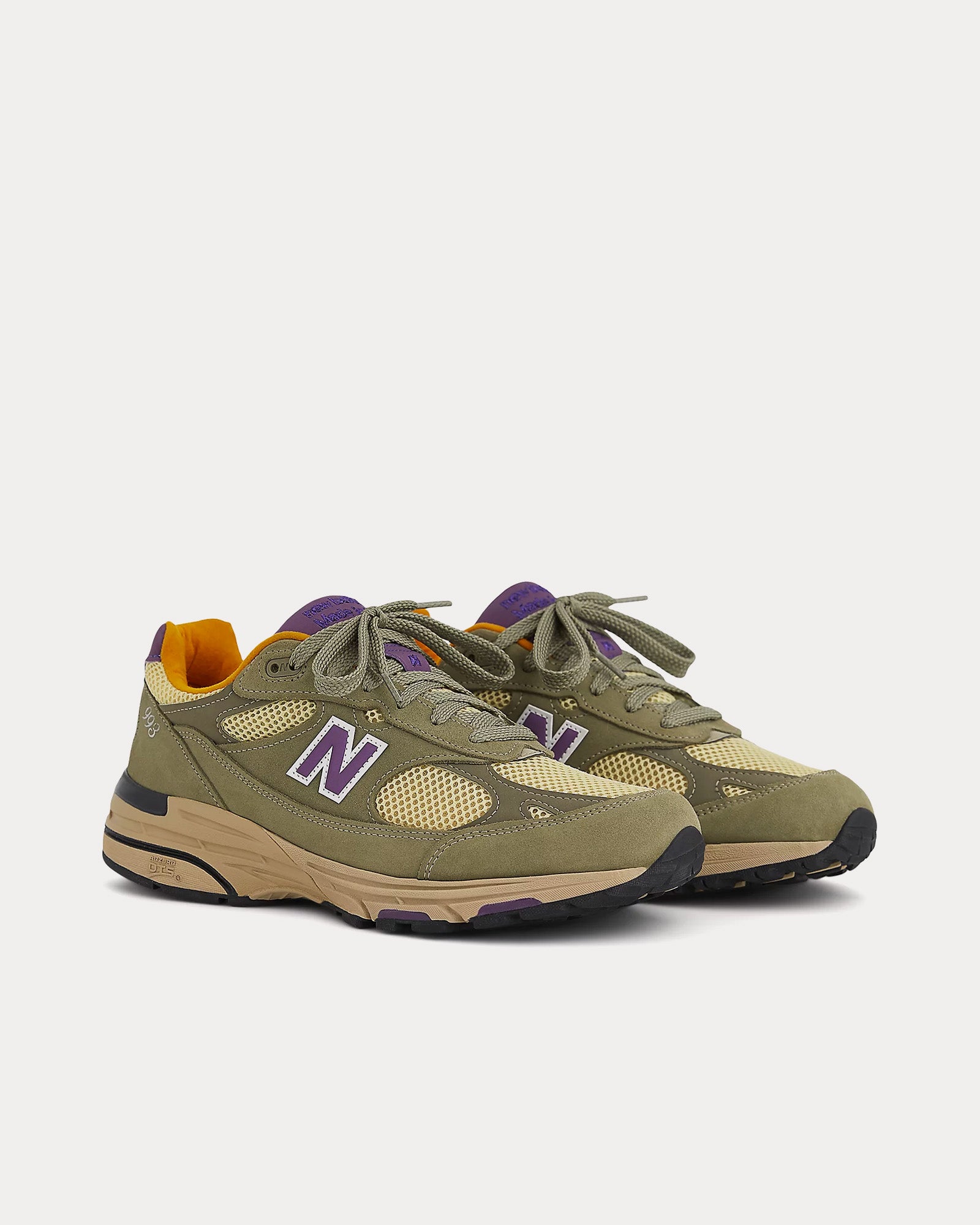 New Balance Made in USA 993 Olive Leaf / Maize Low Top Sneakers - 3