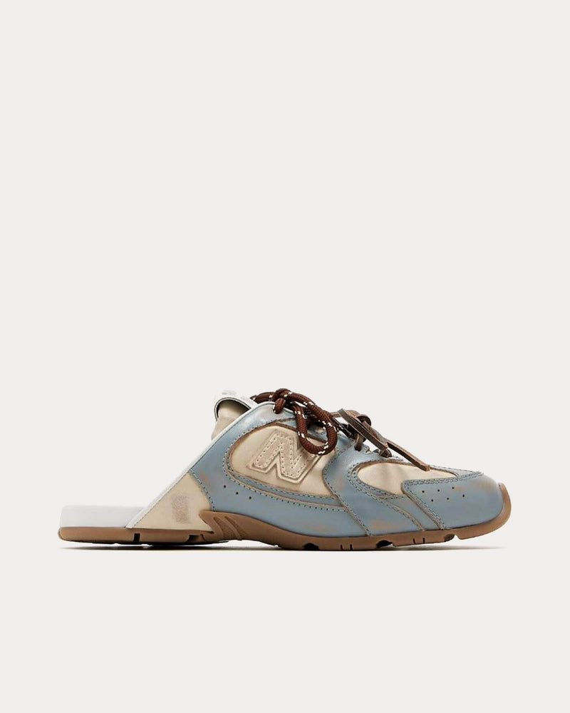 New Balance x Miu Miu 530 SL Deco Calf Leather Blue / Beige Mules - 1