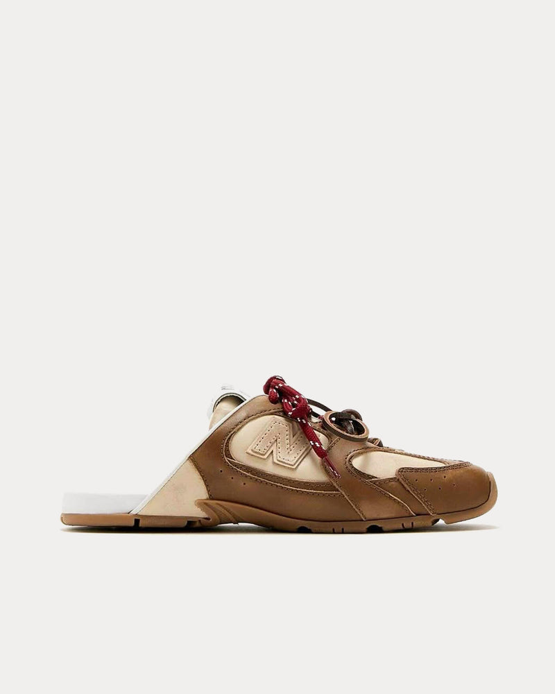 New Balance x Miu Miu 530 SL Deco Calf Leather Brown / Beige Mules - 1