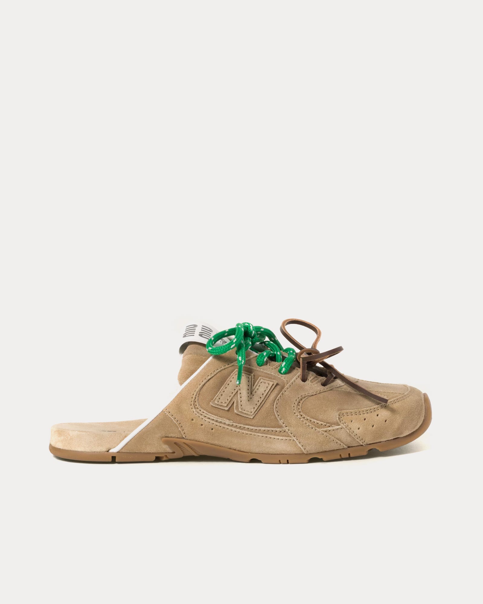 New Balance x Miu Miu 530 SL Faded Suede Ecru Mules - 1