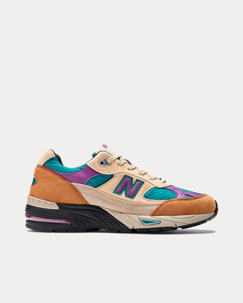 New Balance x Palace Made In UK 991 Beige / Teal / Purple Low Top Sneakers - 1