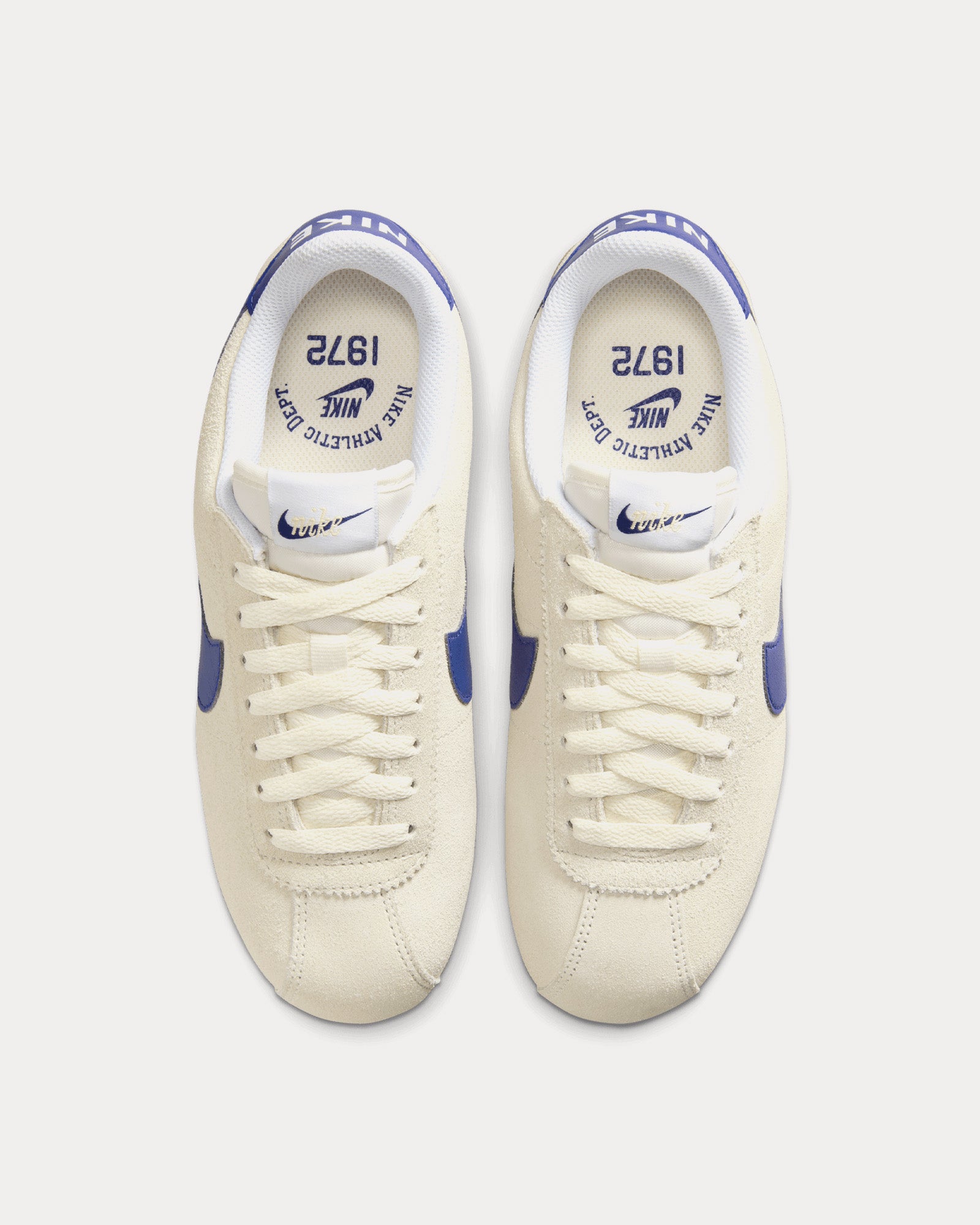 Nike Cortez Suede Pale Ivory / Deep Royal Blue Low Top Sneakers - 2