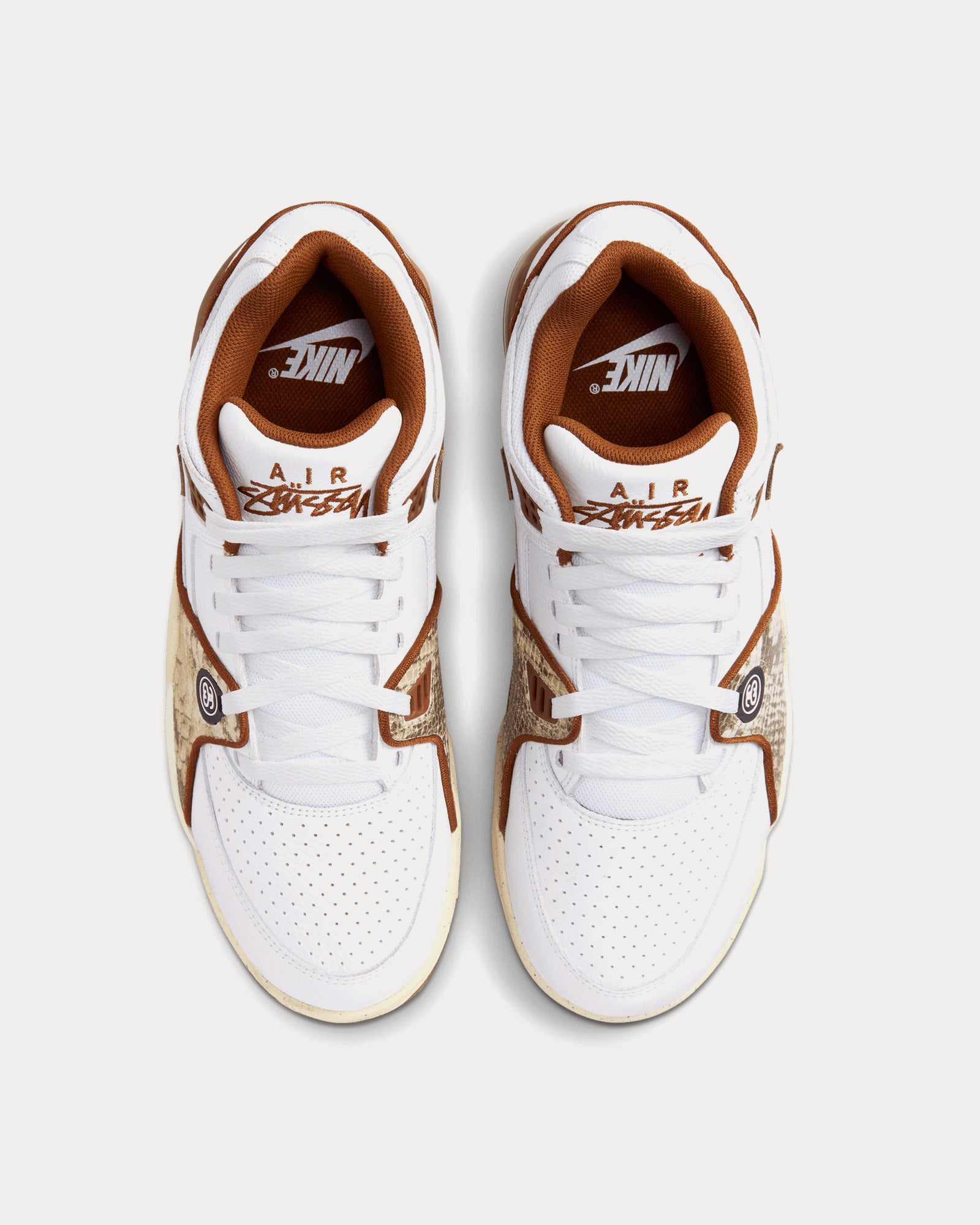 Nike x Stussy Air Flight '89 Low White / Pecan Fossil Low Top Sneakers - 2