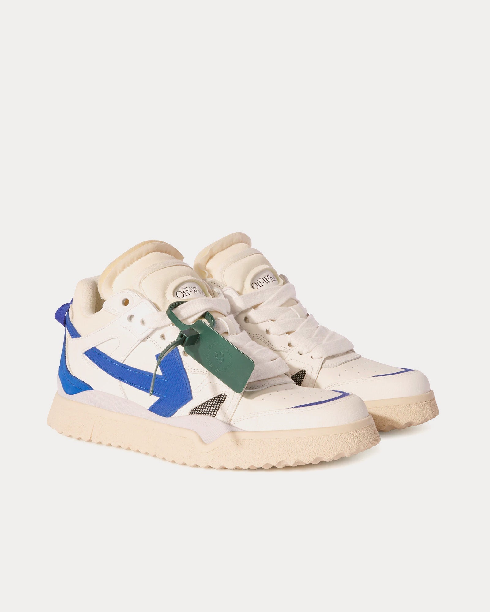 Off-White Sponge White / Blue Mid Top Sneakers - 3