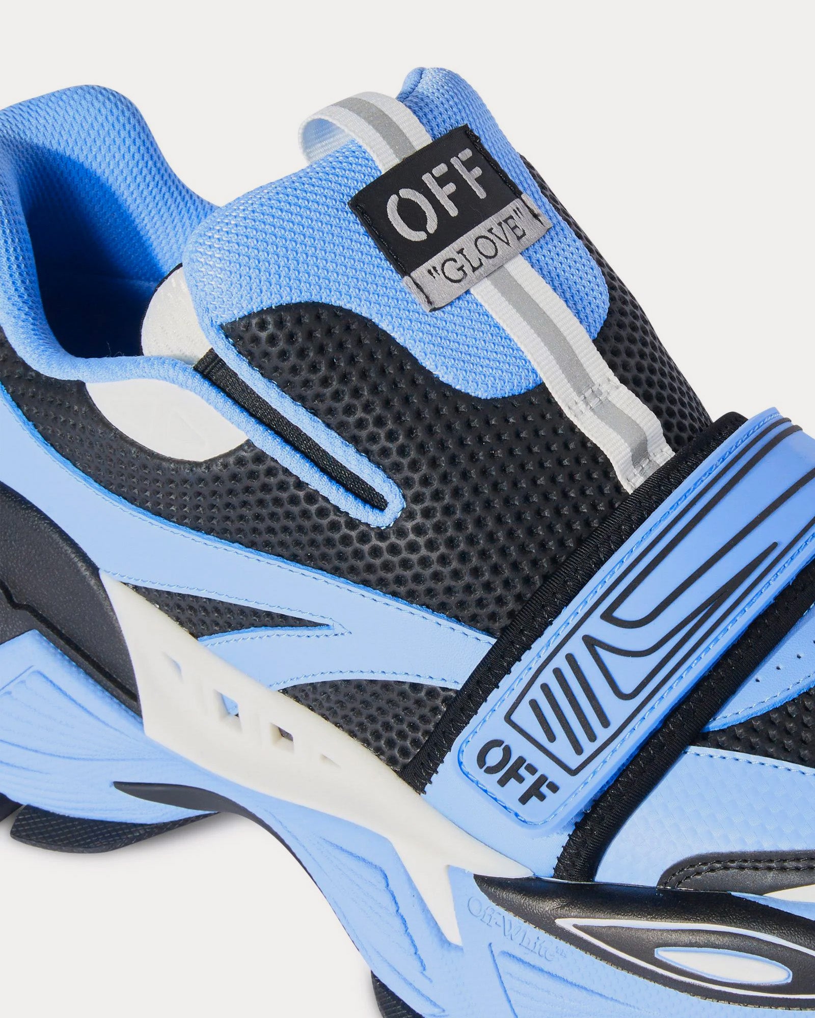 Off-White Glove Leather Light Blue / Black Slip On Sneakers - 5