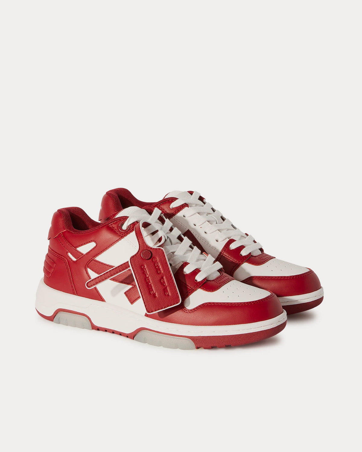 Off-White Out Of Office Calf Leather Burgundy / White Low Top Sneakers - 3