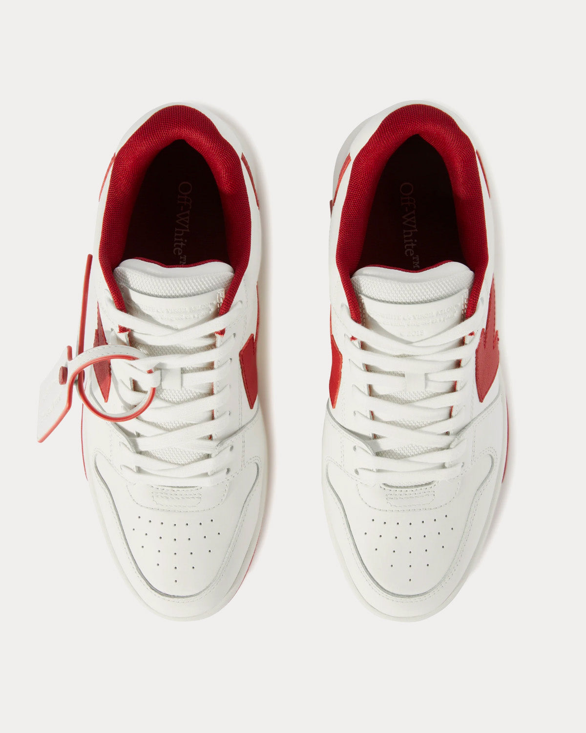 Off-White Out Of Office Calf Leather White / Burgundy Low Top Sneakers - 2