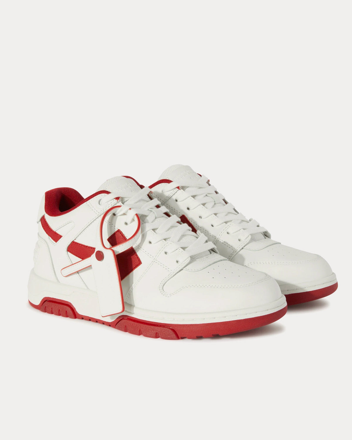 Off-White Out Of Office Calf Leather White / Burgundy Low Top Sneakers - 3