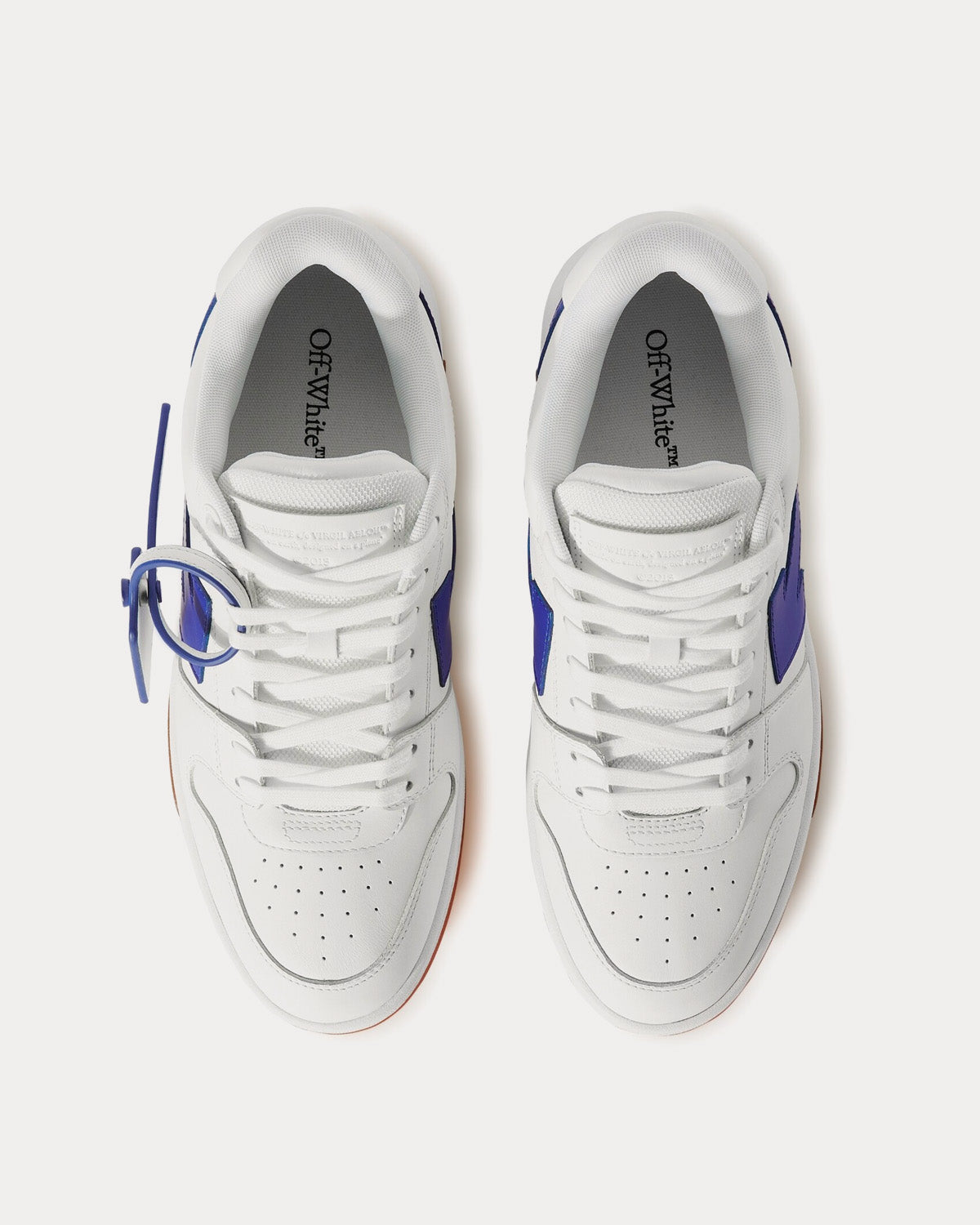 Off-White Out Of Office Calf Leather White / Dark Blue Low Top Sneakers - 2