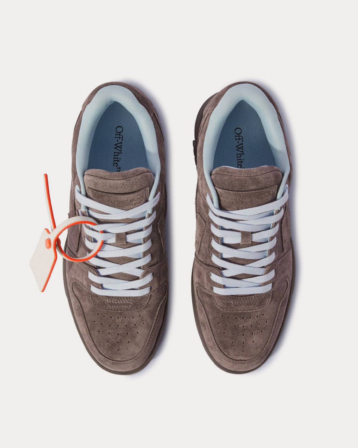 Off-White Out Of Office Suede Brown / Light Blue Low Top Sneakers - 2