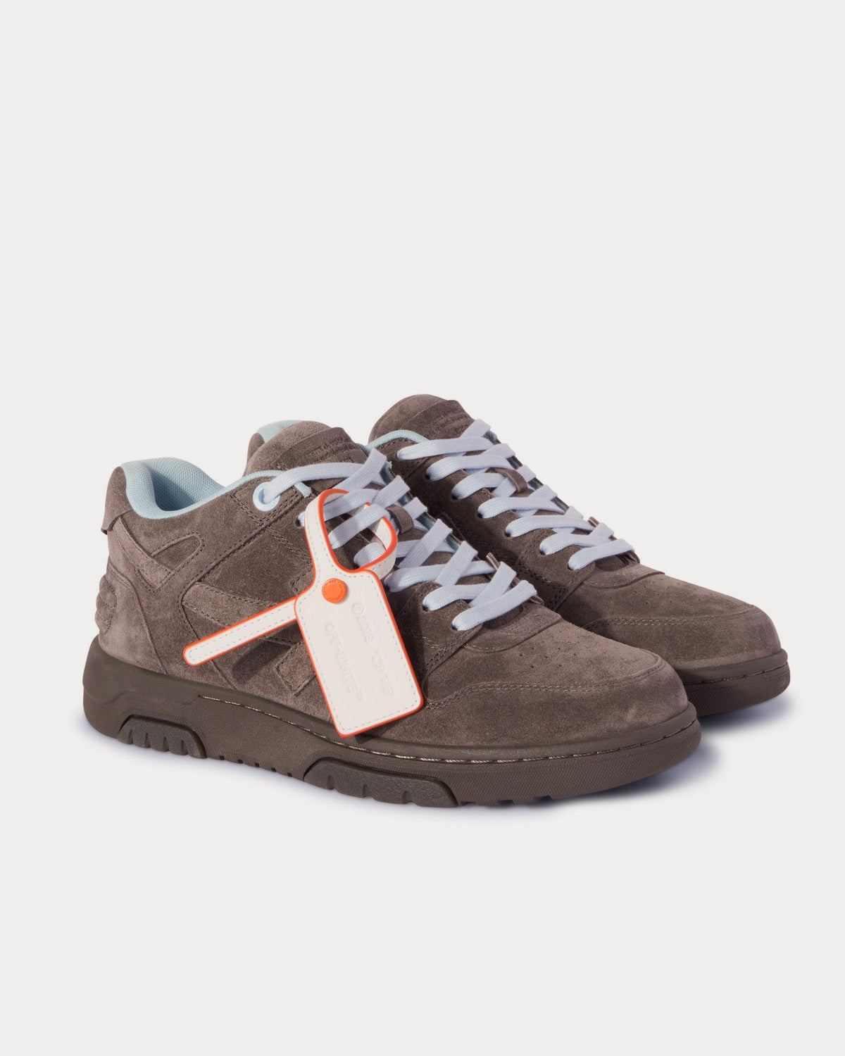 Off-White Out Of Office Suede Brown / Light Blue Low Top Sneakers - 4