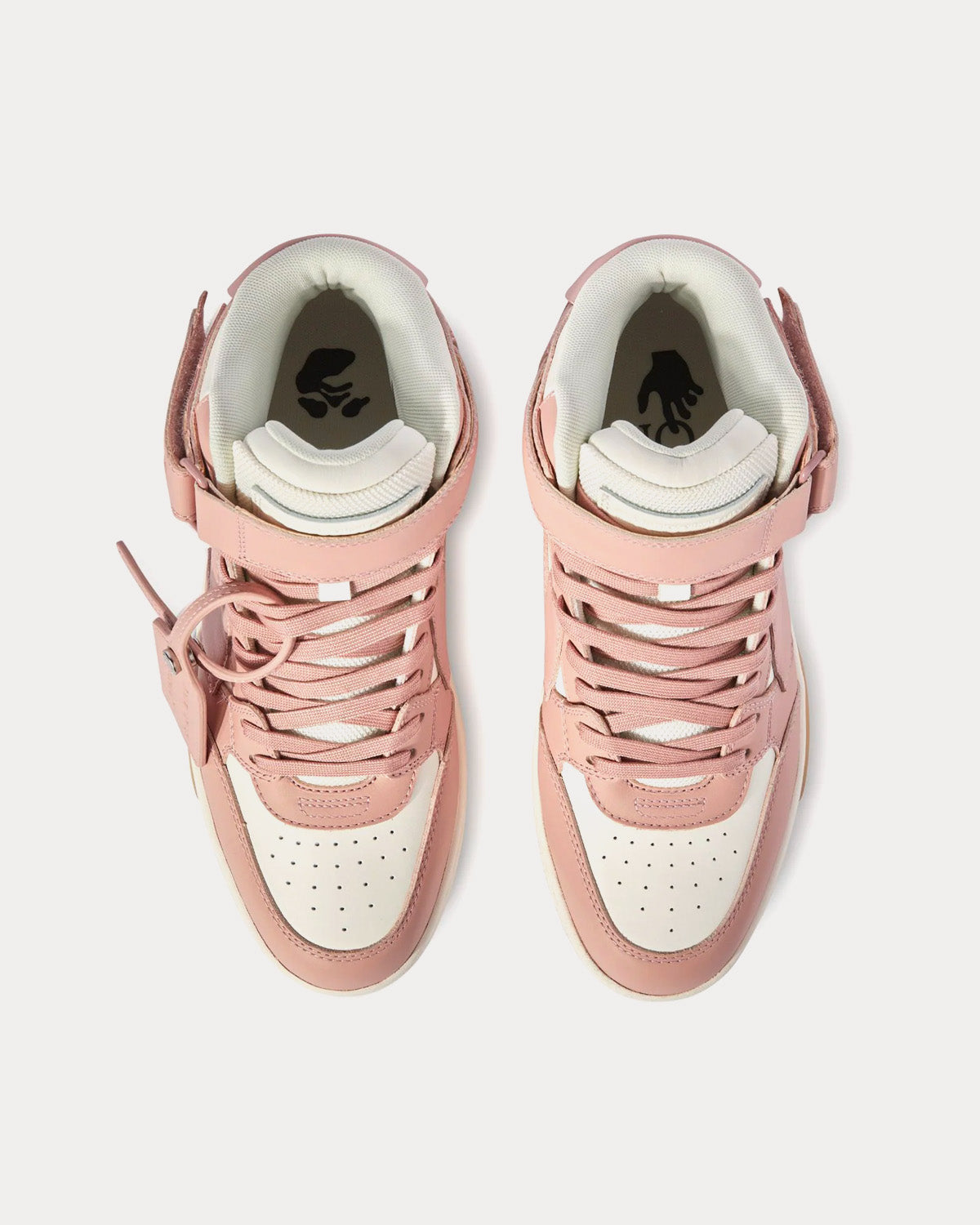 Off-White Out Of Office Mid Leather Pink / Beige High Top Sneakers - 2