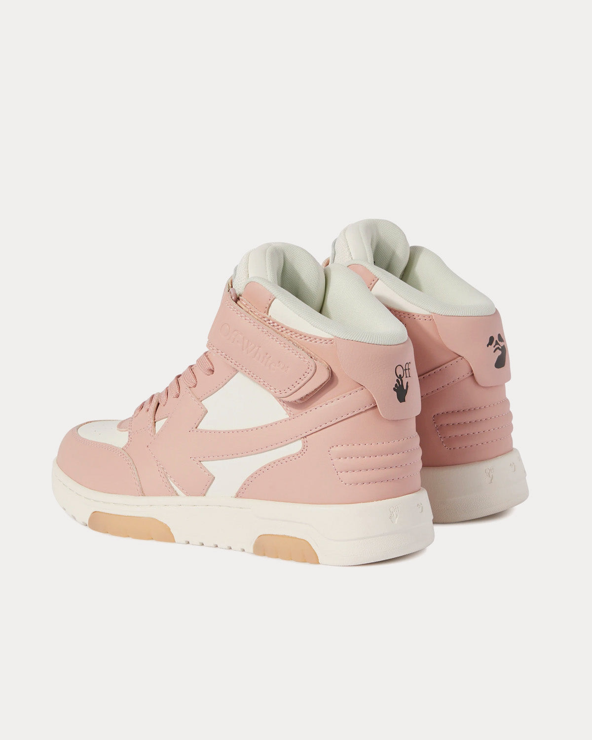 Off-White Out Of Office Mid Leather Pink / Beige High Top Sneakers - 4