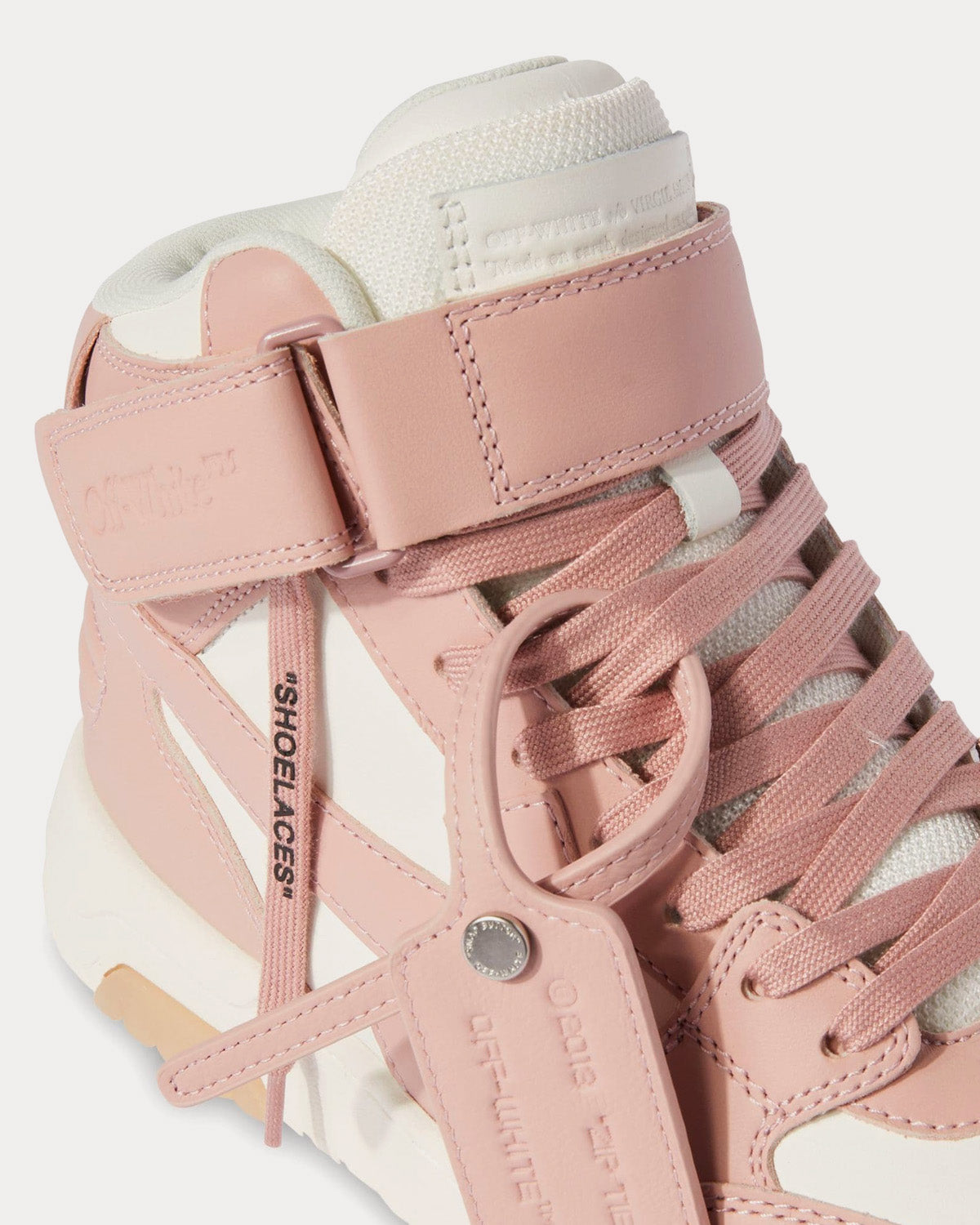 Off-White Out Of Office Mid Leather Pink / Beige High Top Sneakers - 5