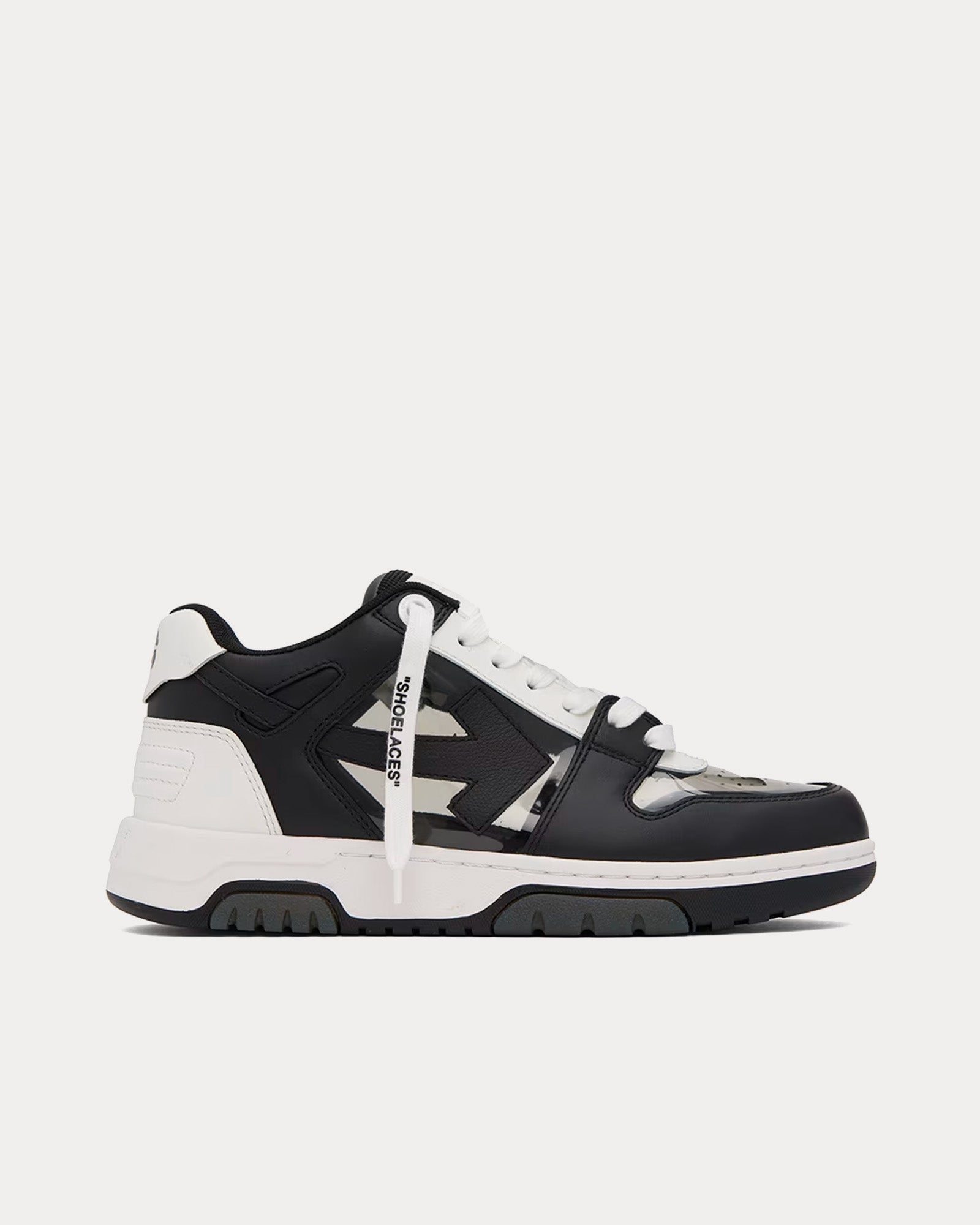 Off-White Out Of Office Buffed Leather Black / White Low Top Sneakers - 1