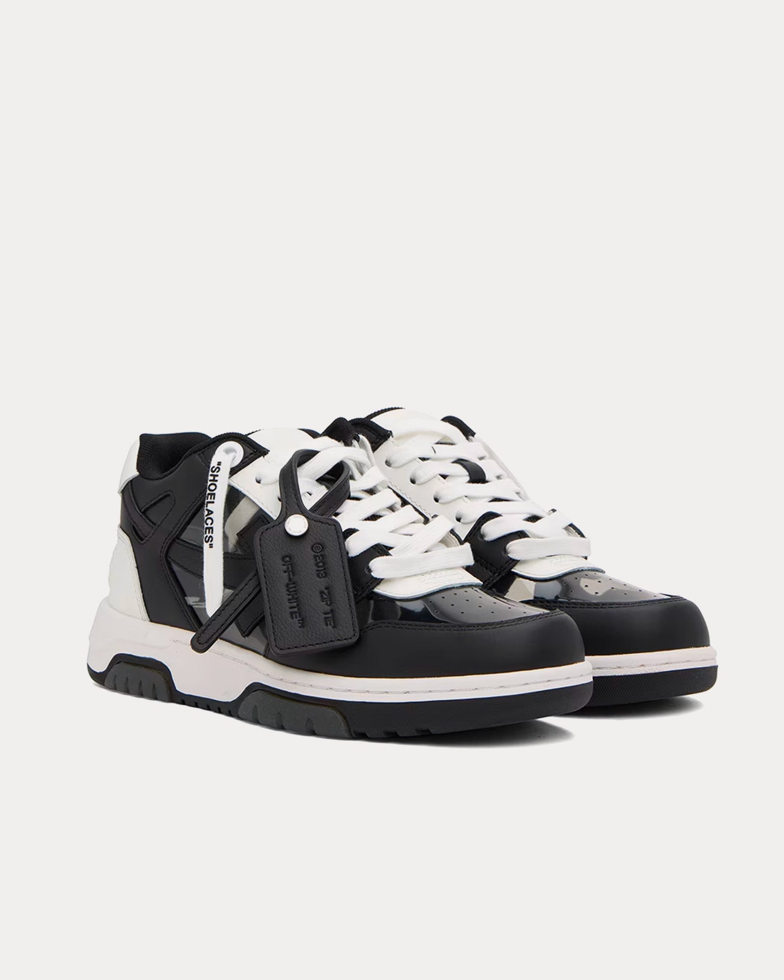 Off-White Out Of Office Buffed Leather Black / White Low Top Sneakers - 2