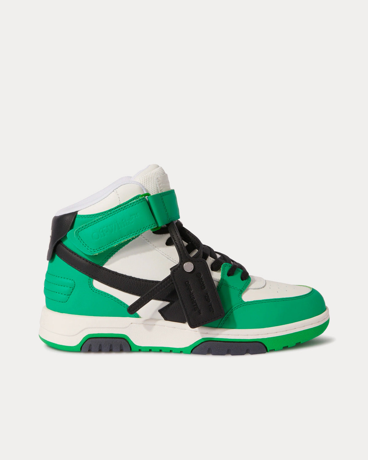 Off-White Out Of Office Lea Mid Leather Green / Black / White High Top Sneakers - 1