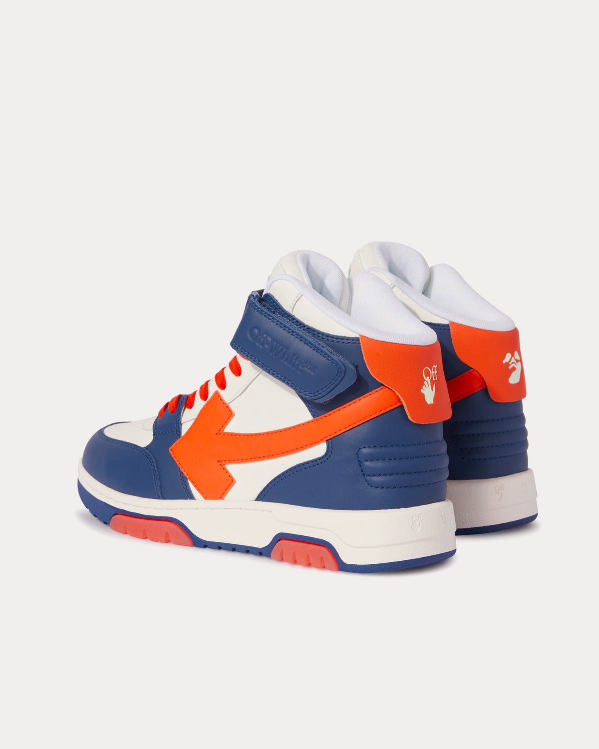 Off-White Out Of Office Lea Mid Leather Navy Blue / Orange / White High Top Sneakers - 4