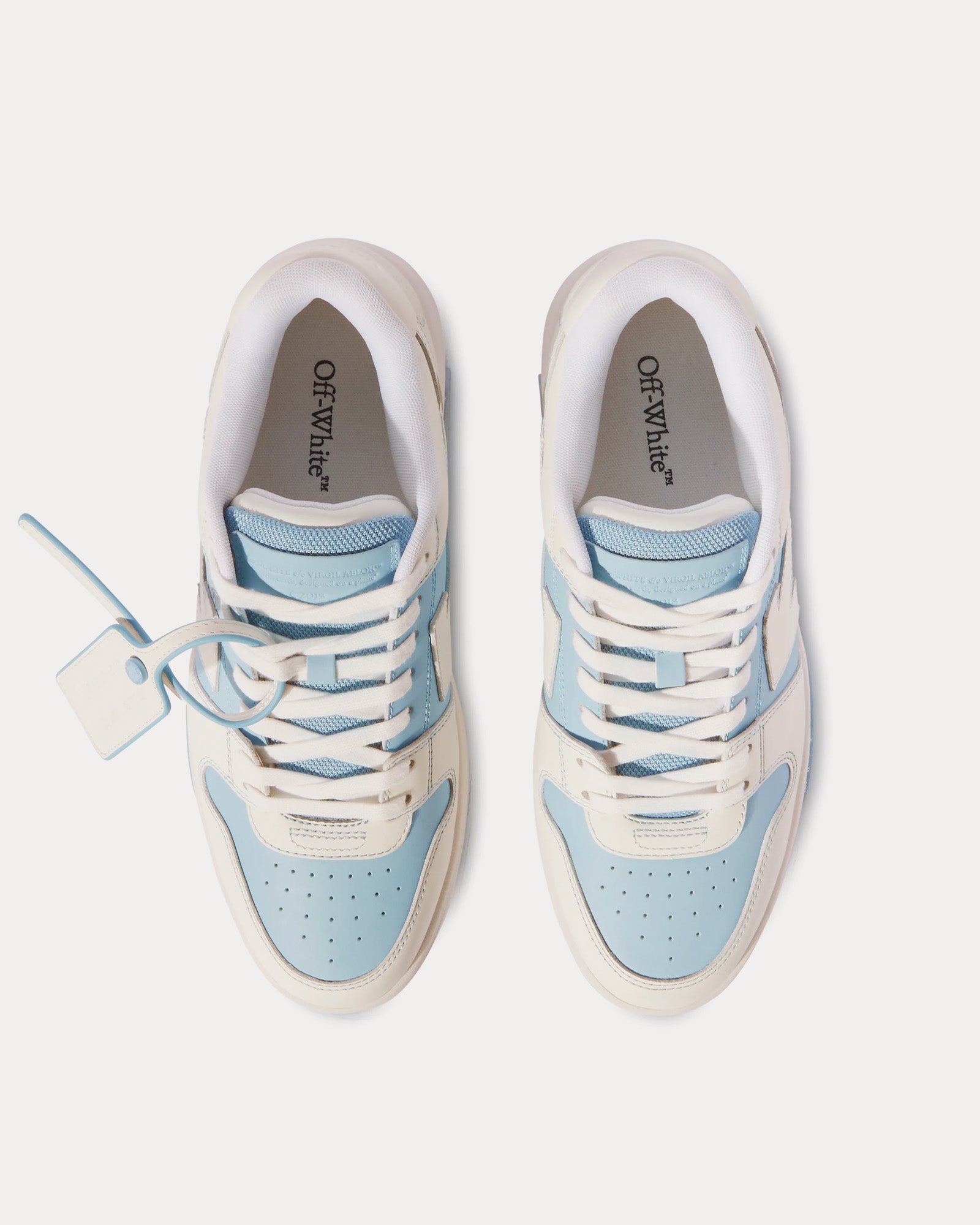 Off-White Out Of Office Leather White / Light Blue Low Top Sneakers - 2