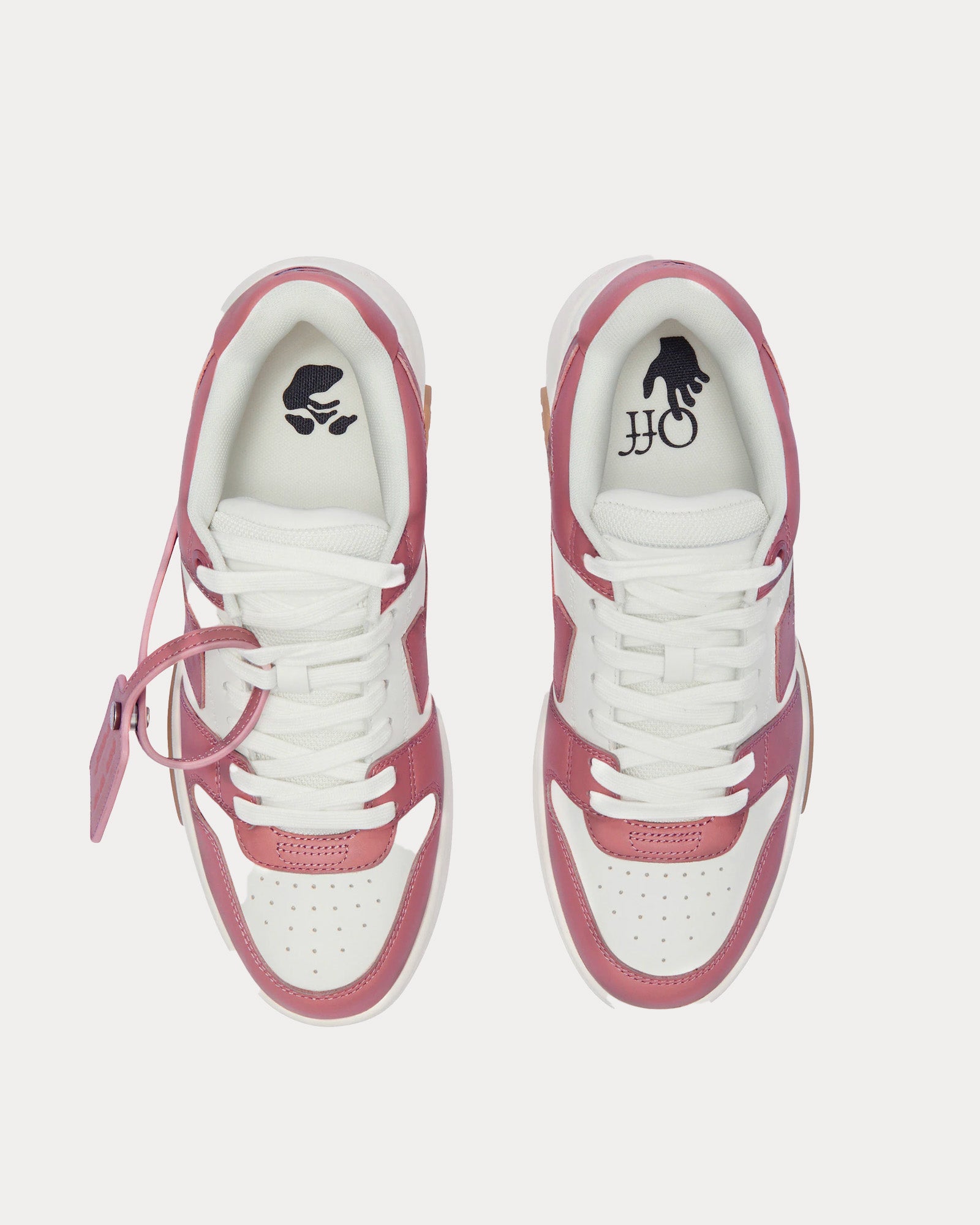 Off-White Out Of Office Calf Leather Pink / Grey Low Top Sneakers - 2