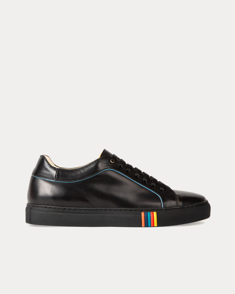 Paul Smith Basso with Artist Stripe Trim Black Low Top Sneakers - 1