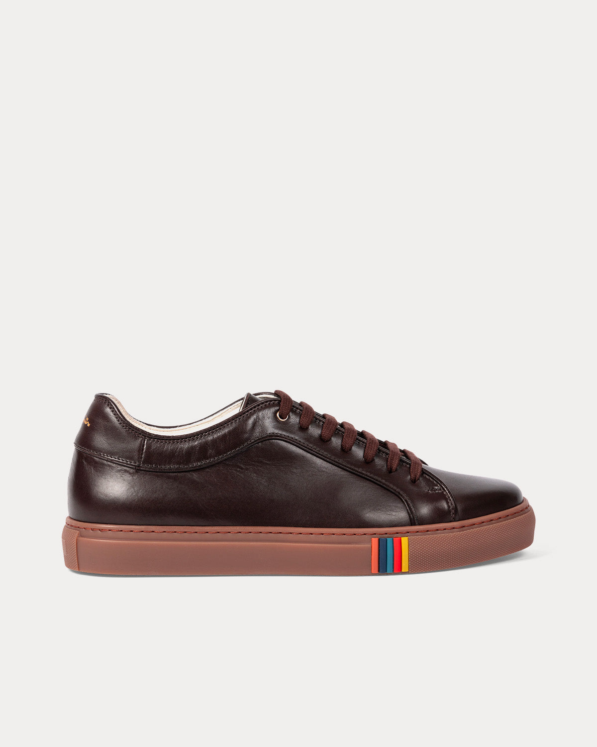 Paul Smith Basso with Artist Stripe Leather Dark Brown Low Top Sneakers - 1