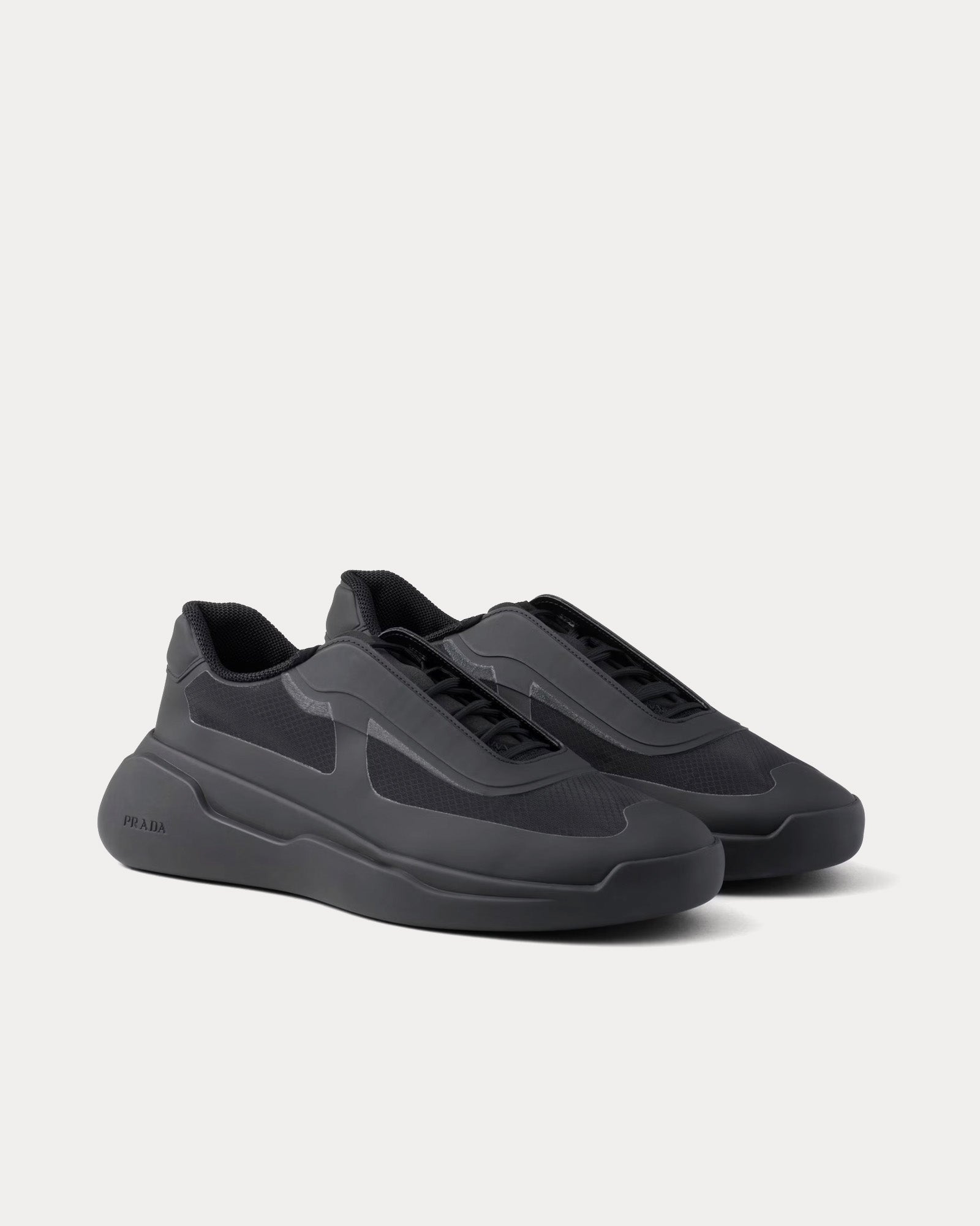 Prada America's Cup Re-Nylon & Bike Fabric Black Low Top Sneakers - 3