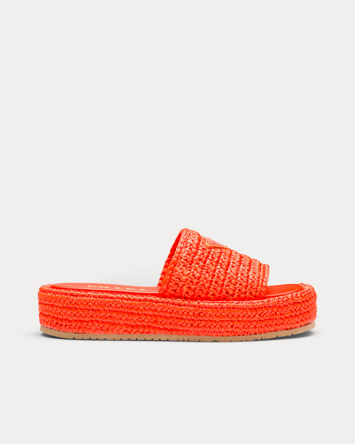 Prada Crochet Flatform Orange Slides - 1