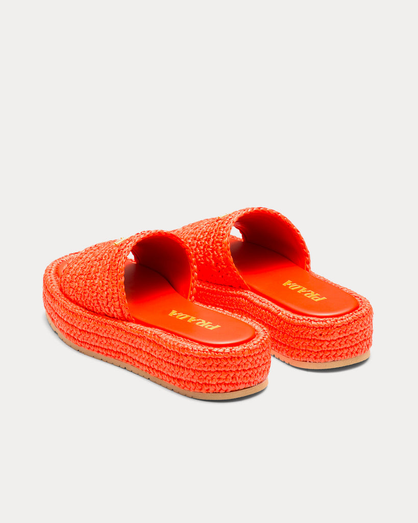 Prada Crochet Flatform Orange Slides Sneak in Peace