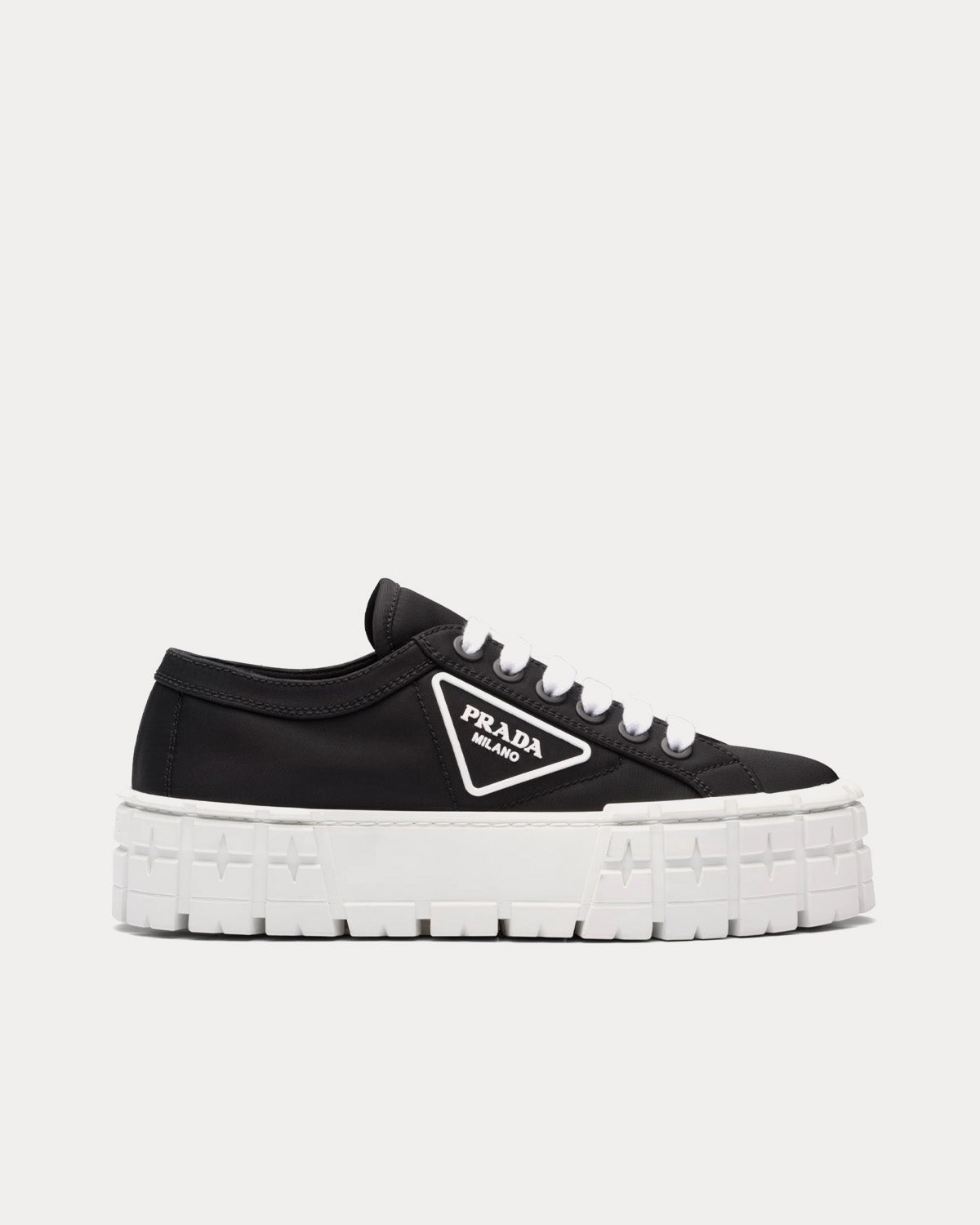 Prada Double Wheel Nylon Gabardine Black Low Top Sneakers - 1