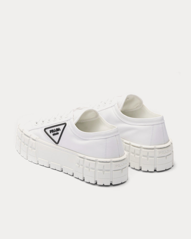 Prada Double Wheel Nylon Gabardine White Low Top Sneakers - 3