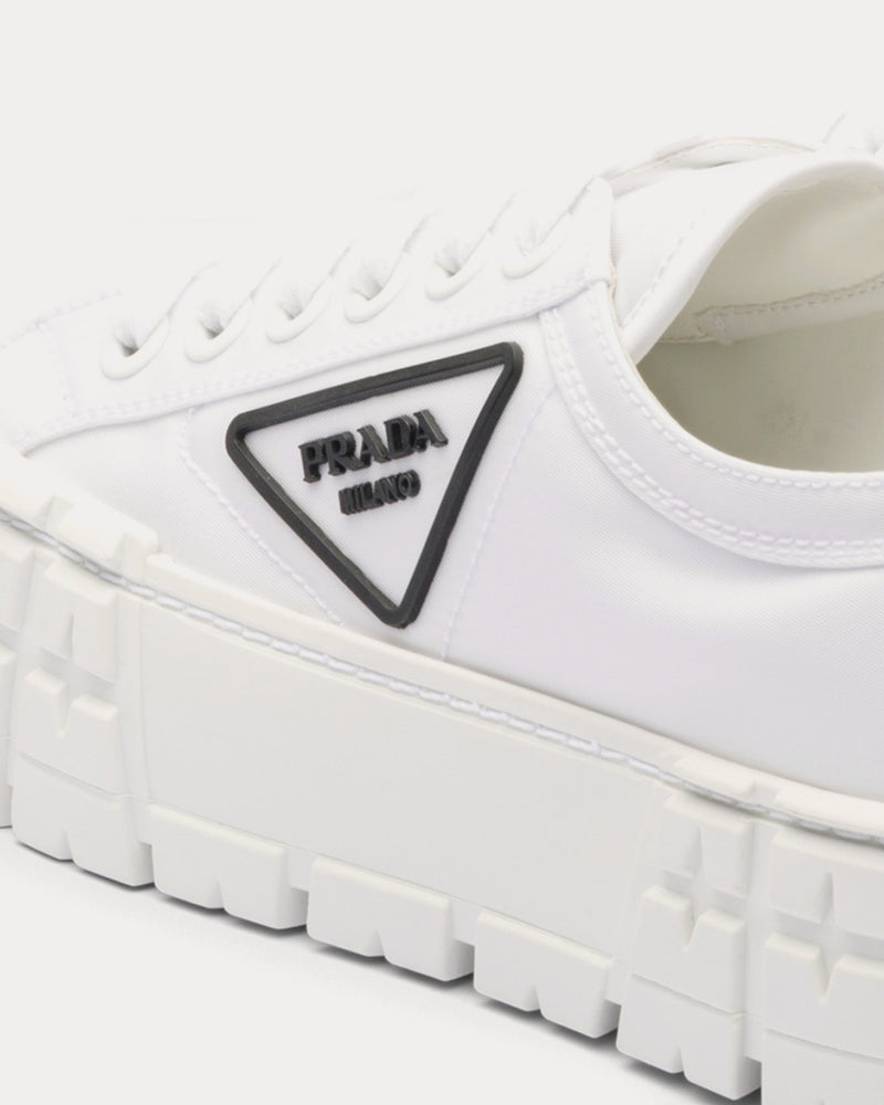 Prada Double Wheel Nylon Gabardine White Low Top Sneakers - 4