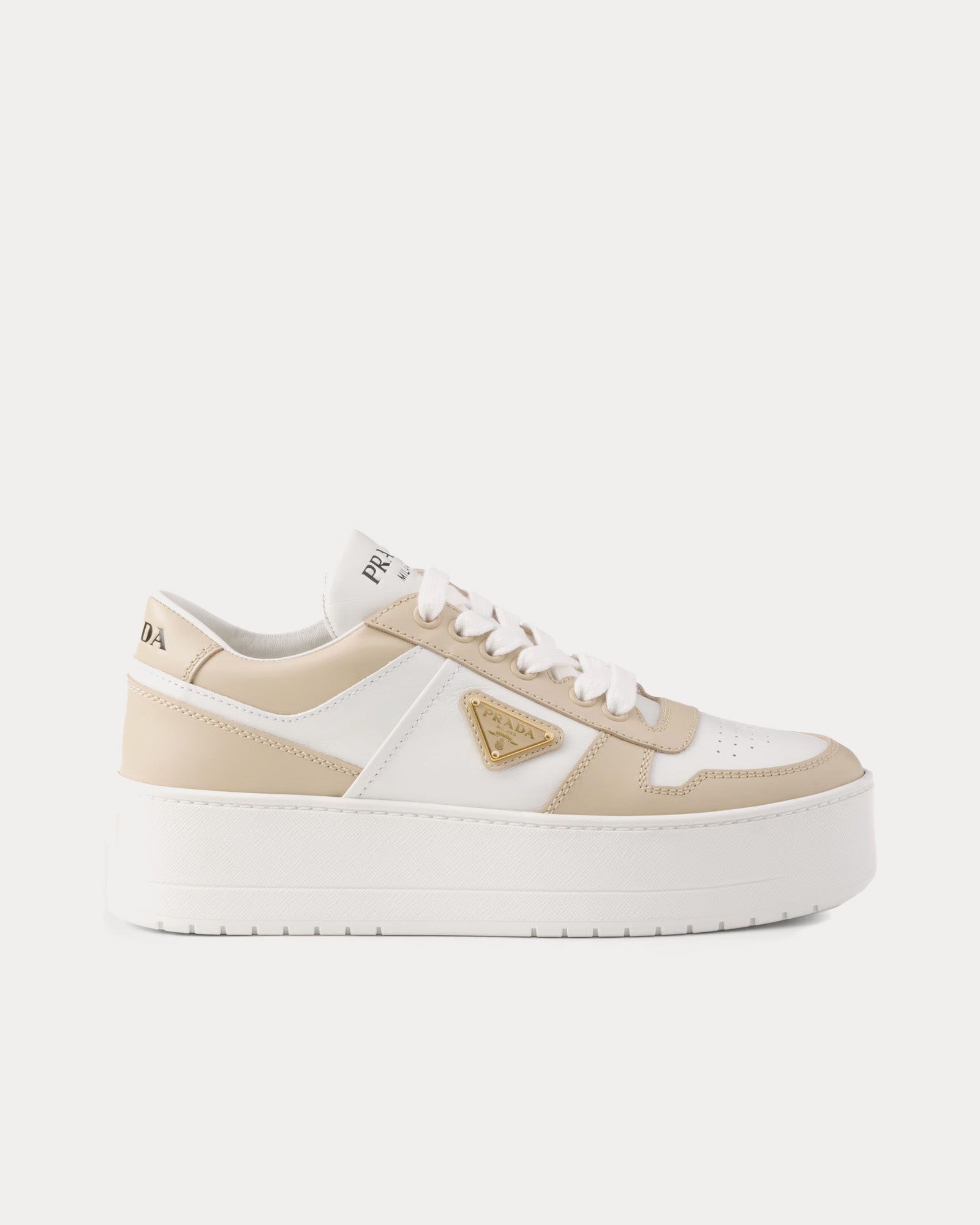 Prada Downtown Bold Leather Desert / White Low Top Sneakers - 1