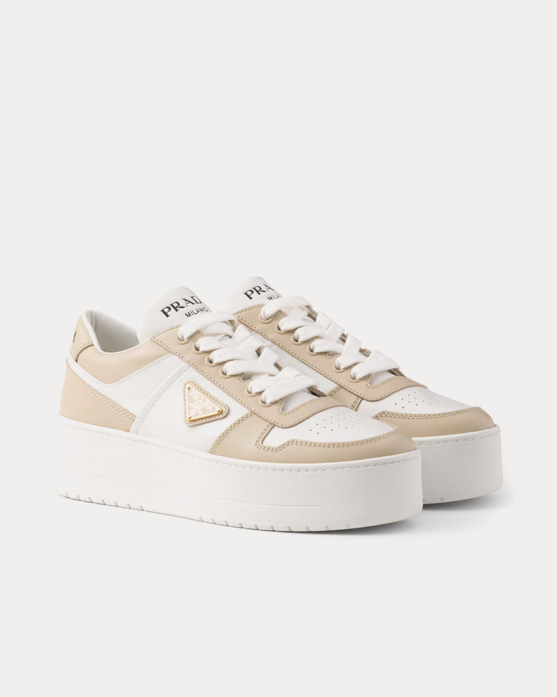 Prada Downtown Bold Leather Desert / White Low Top Sneakers - 3