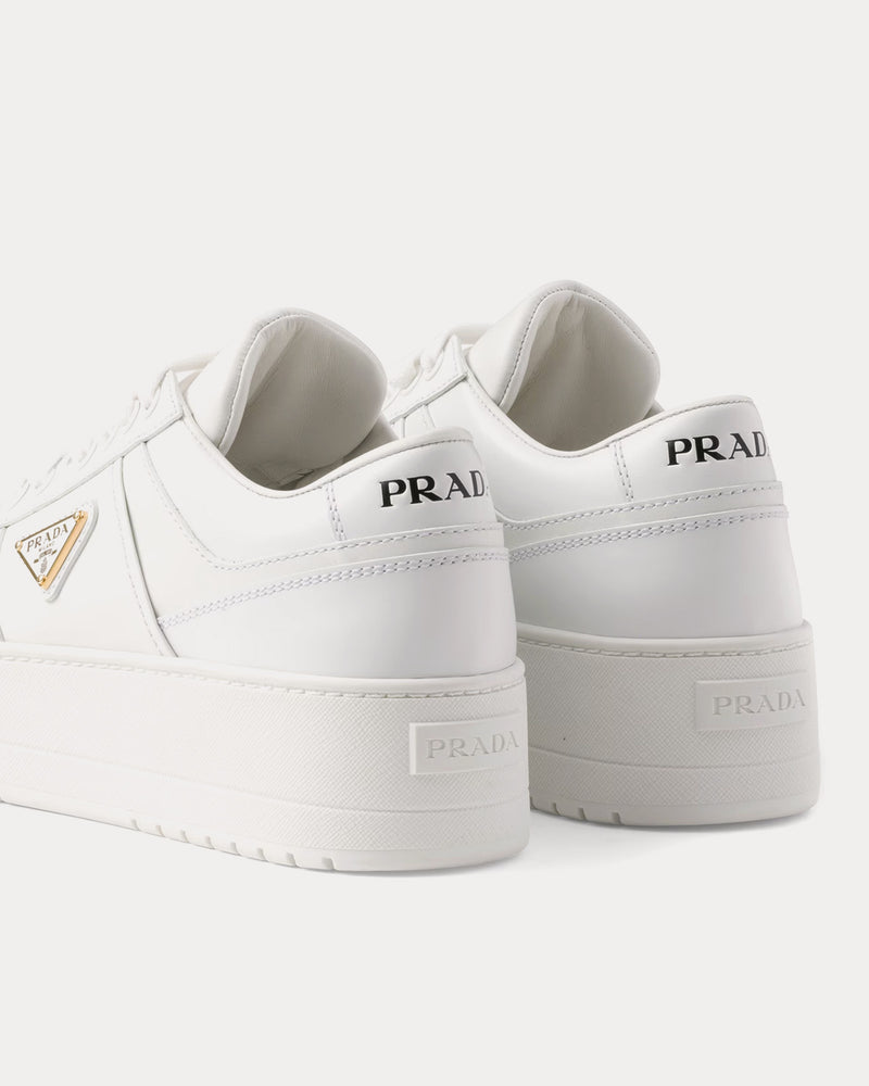 Prada Downtown Bold Leather White Low Top Sneakers - 4