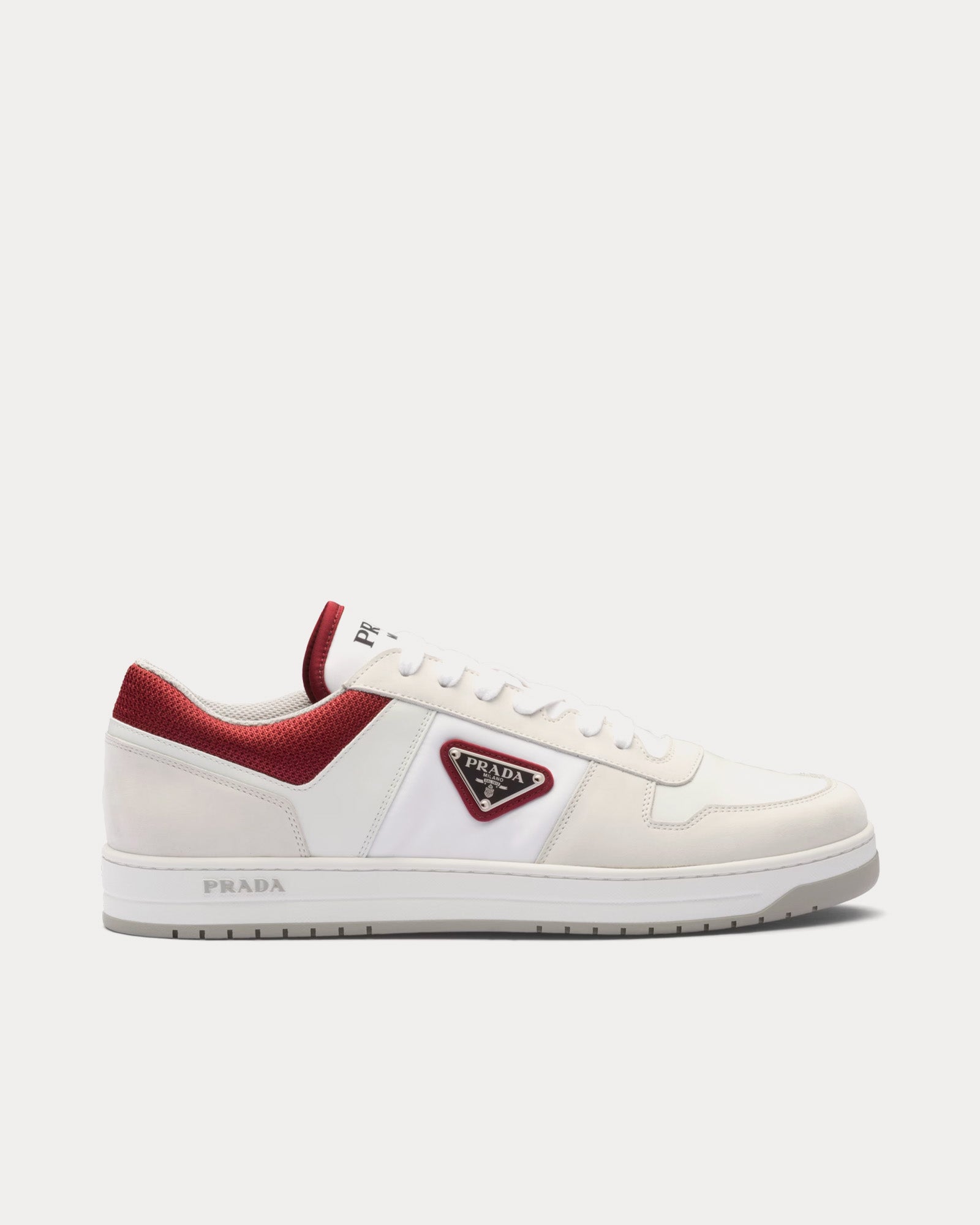 Prada Downtown Re-Nylon White / Garnet Low Top Sneakers - 1