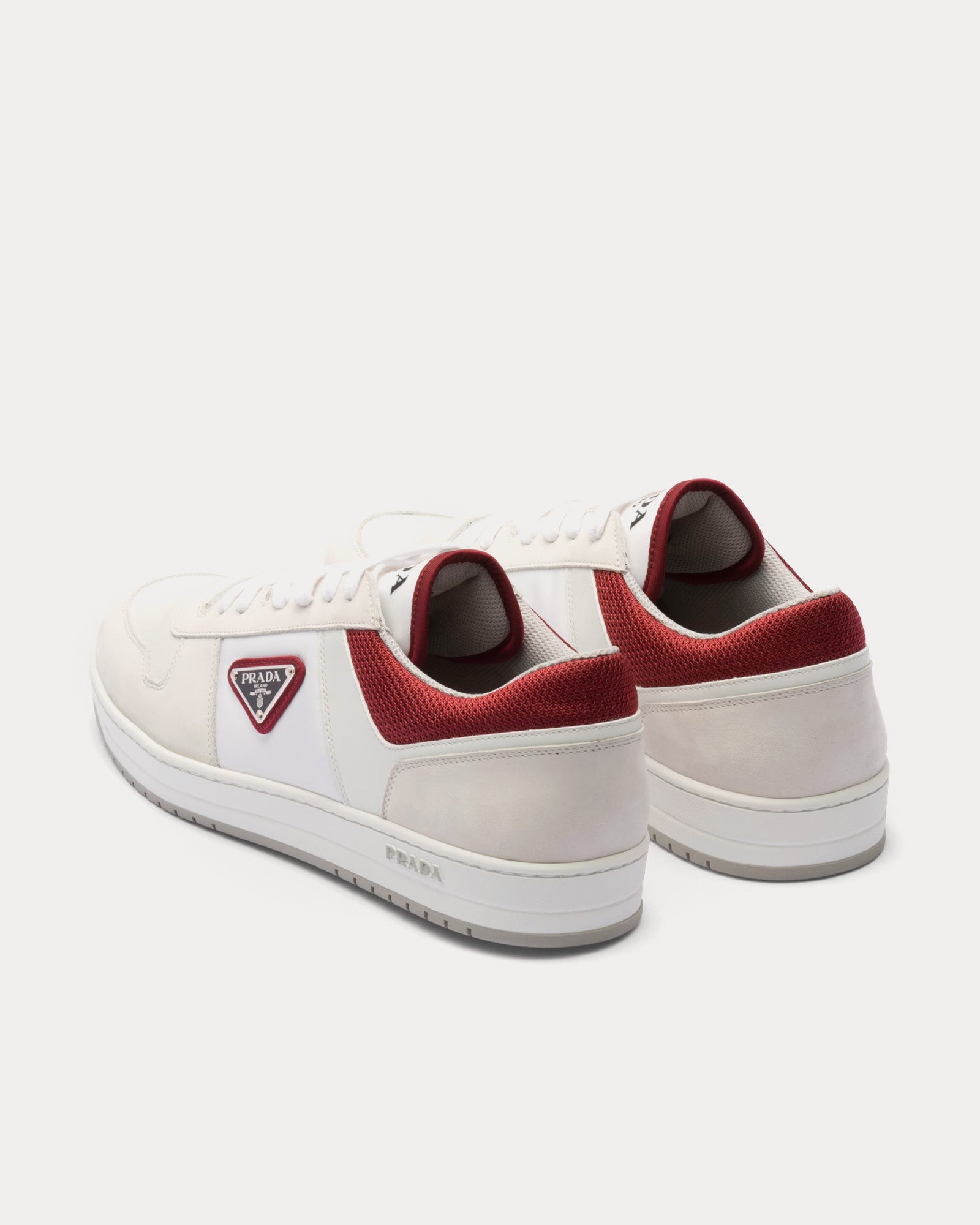 Prada Downtown Re-Nylon White / Garnet Low Top Sneakers - 3